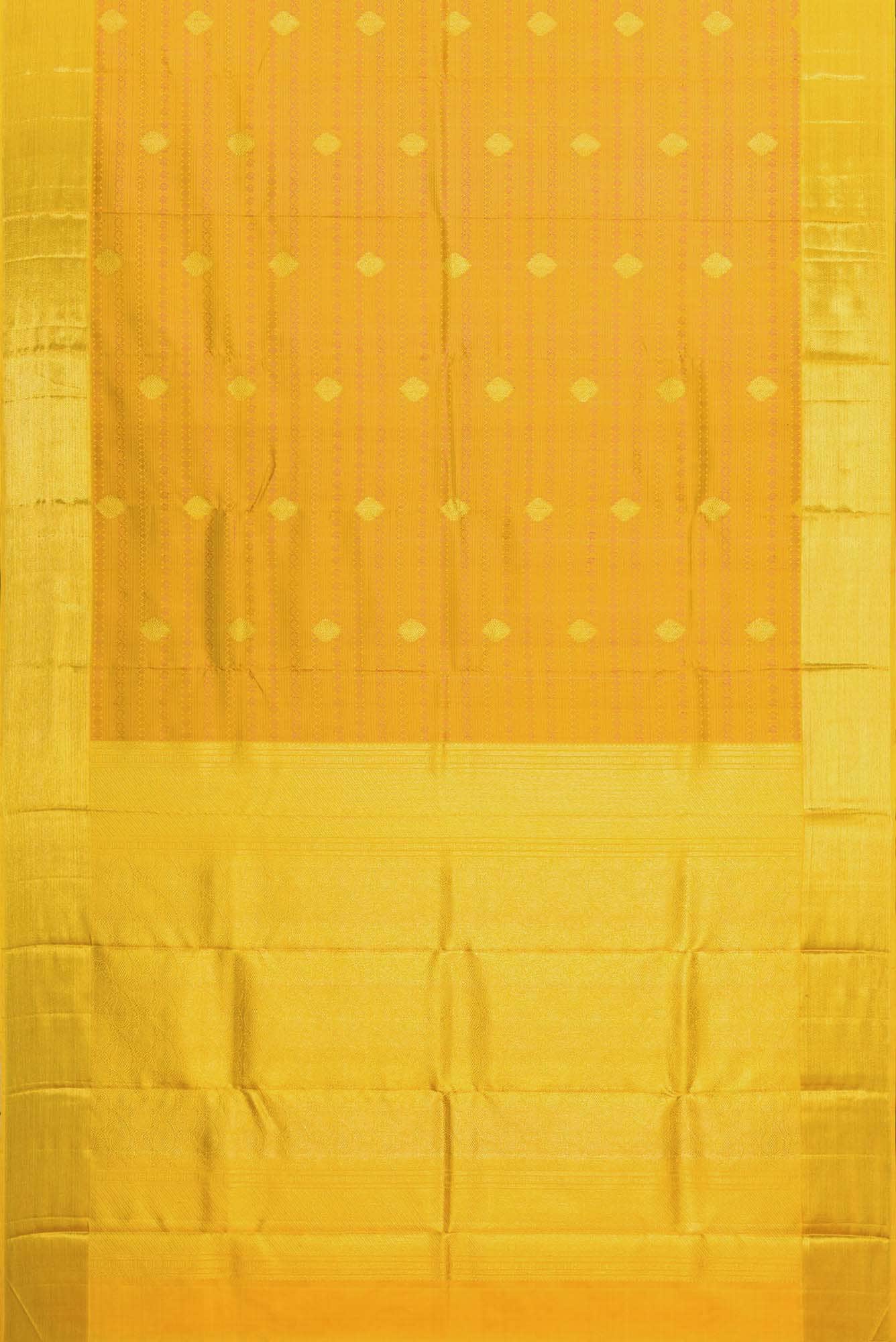 Pure Silk Pure Zari Mustard Dual Tone Kanjivaram Saree - Image 4