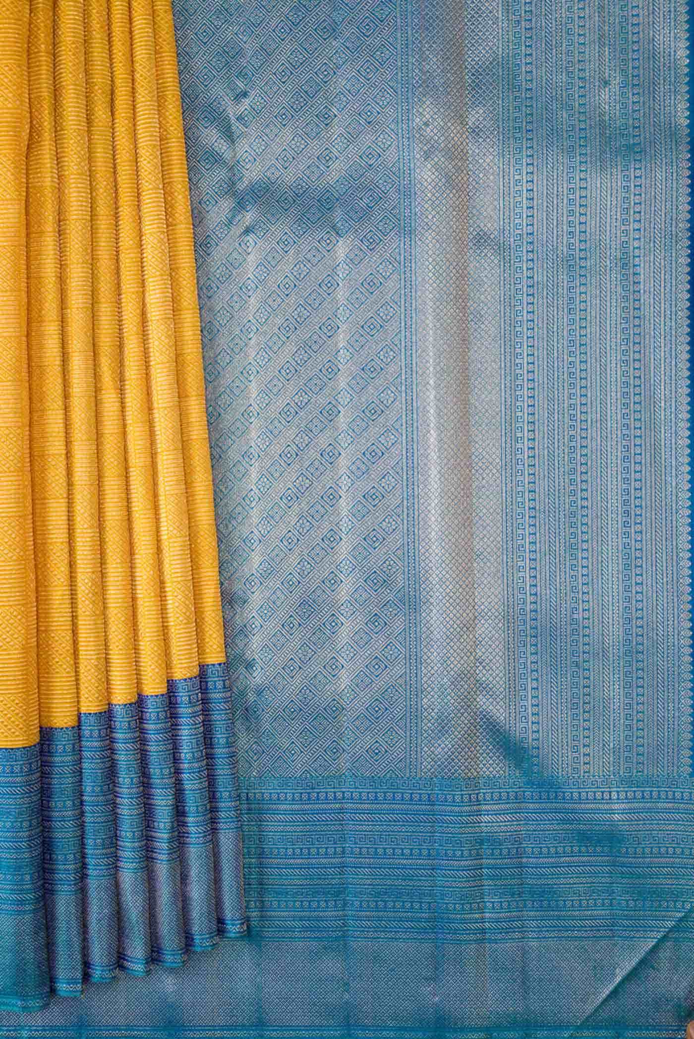 Mustard Dual Tone Kanchipuram Silk Saree - Image 2