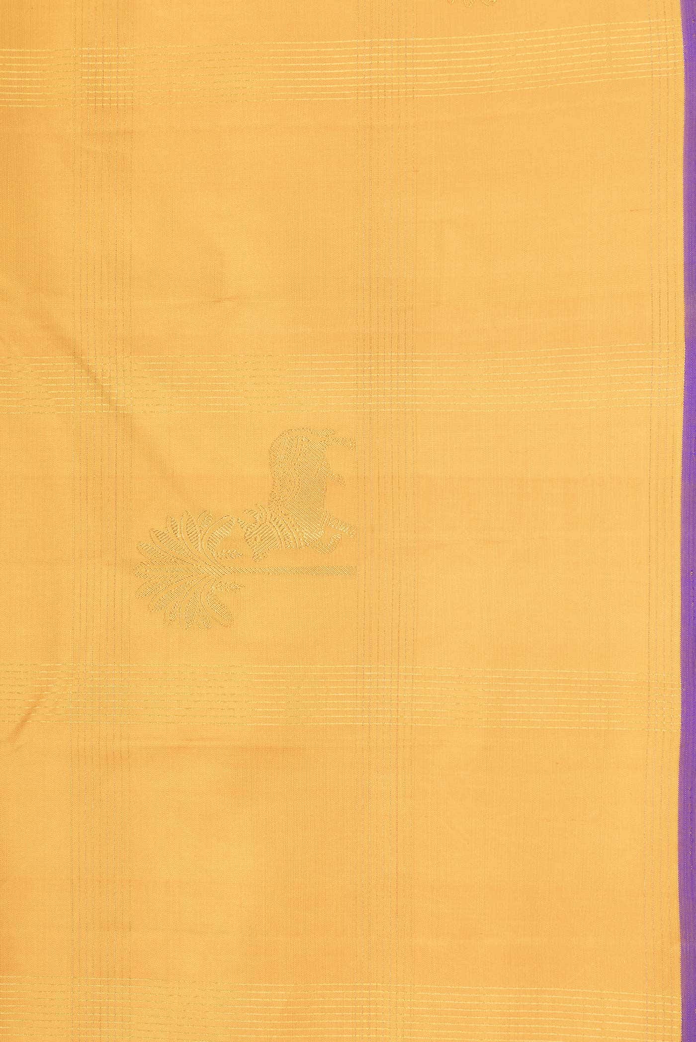 Pure Silk Pure Zari Mustard Dual Tone Kanchipuram Saree - Image 6
