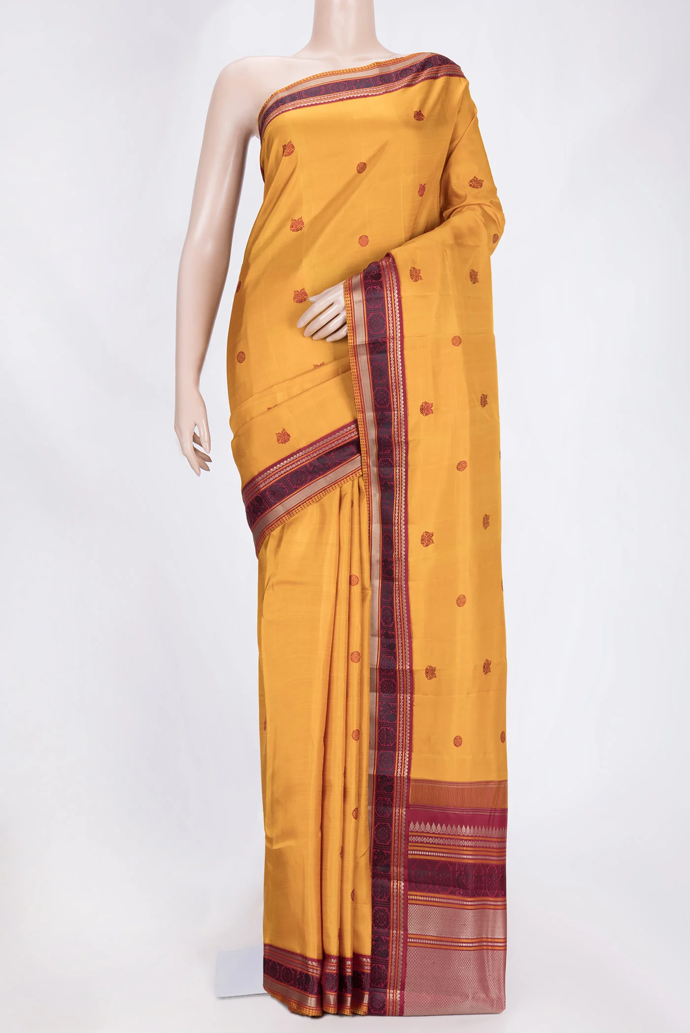 Mustard Dual Tone Kanjivaram Saree