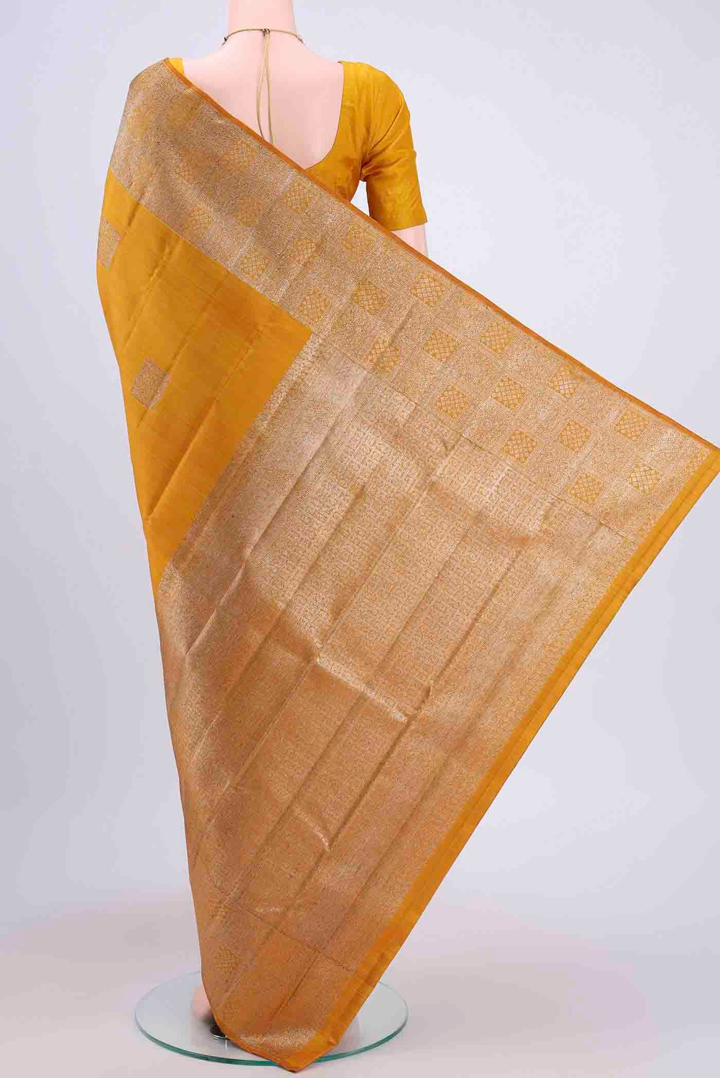Mustard Dual Tone Kanjivaram Saree - Image 3