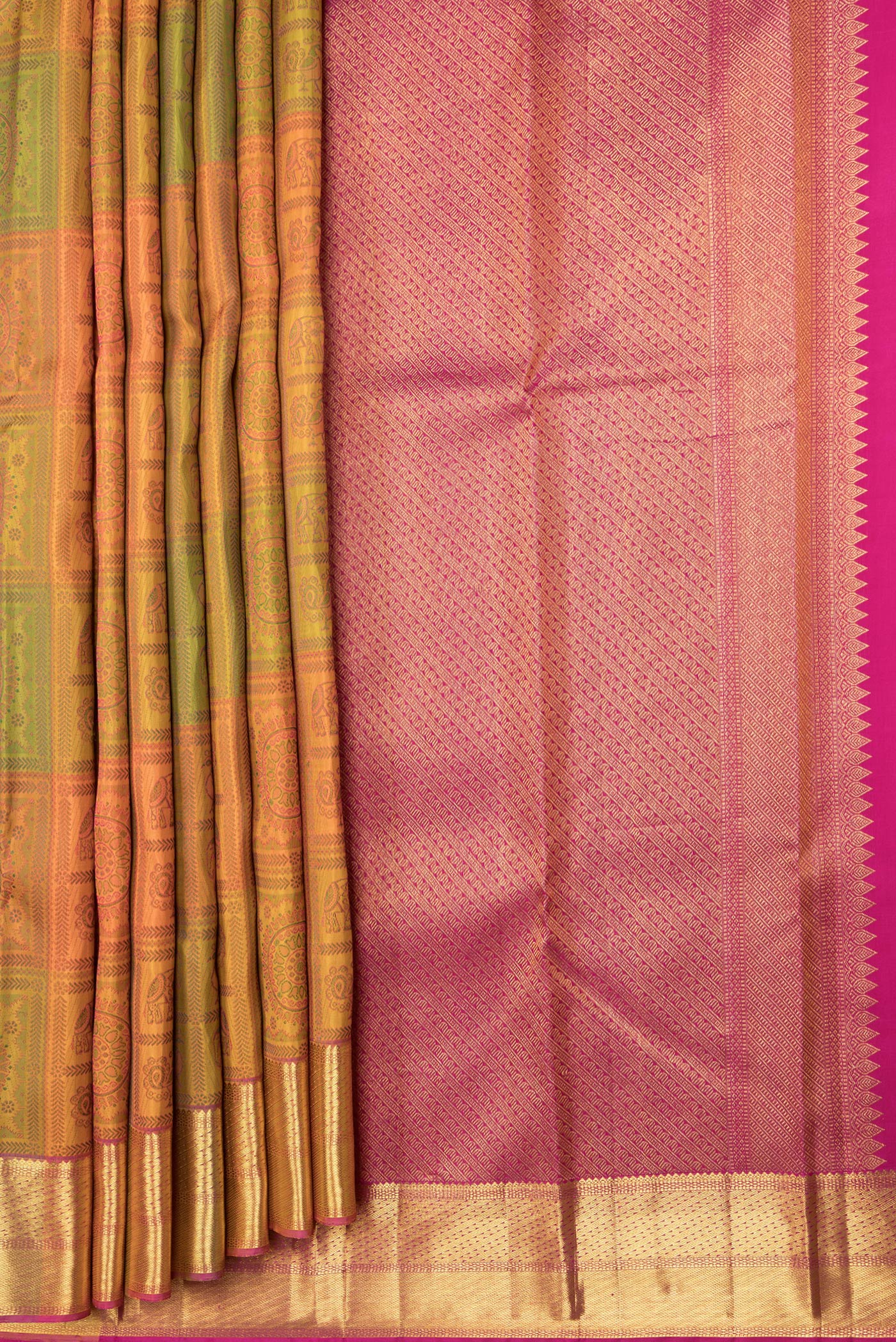 Multi Color Kanjivaram Silk Saree - Image 4