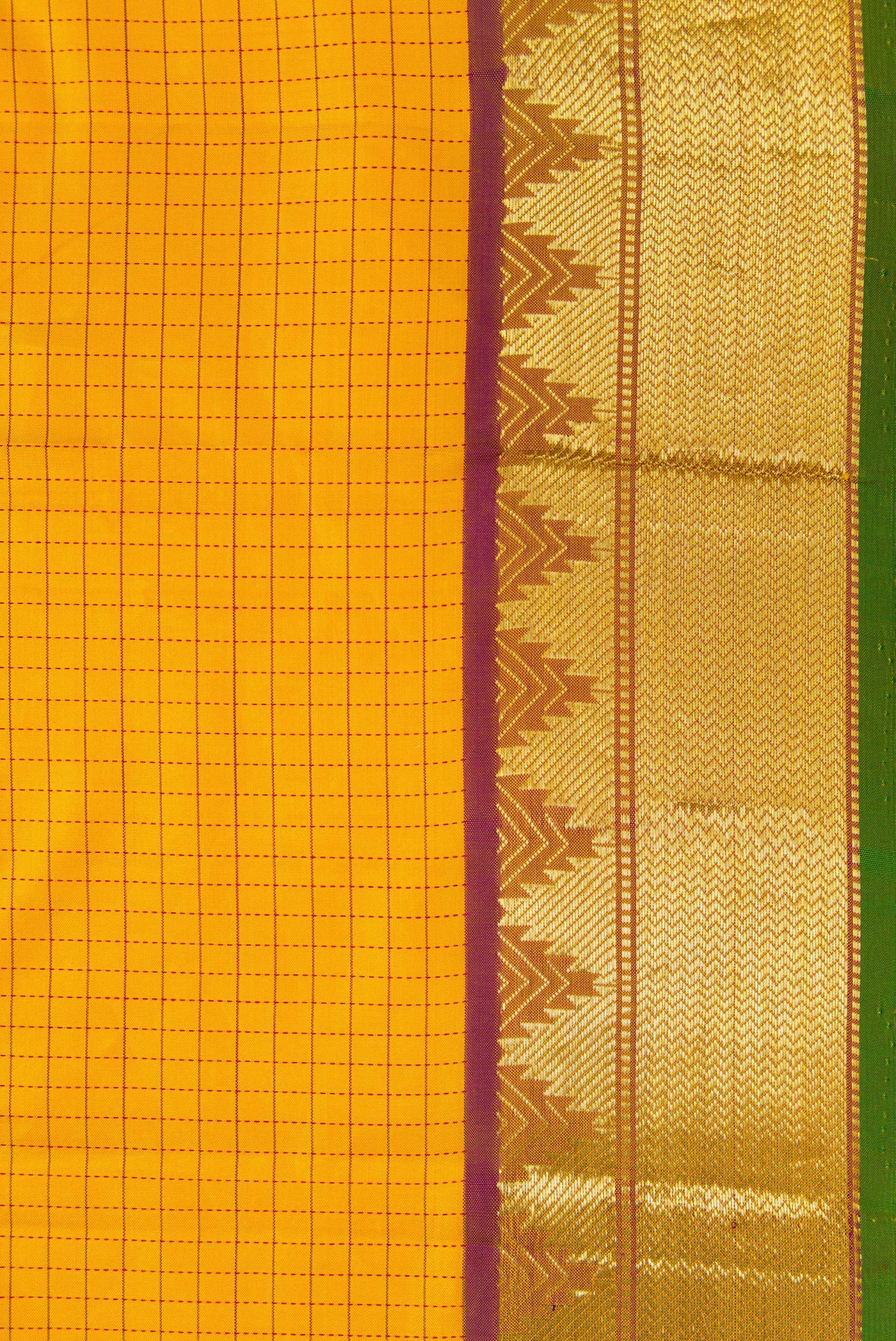 Pure Silk Pure Zari Yellow Kanjivaram Saree - Image 3