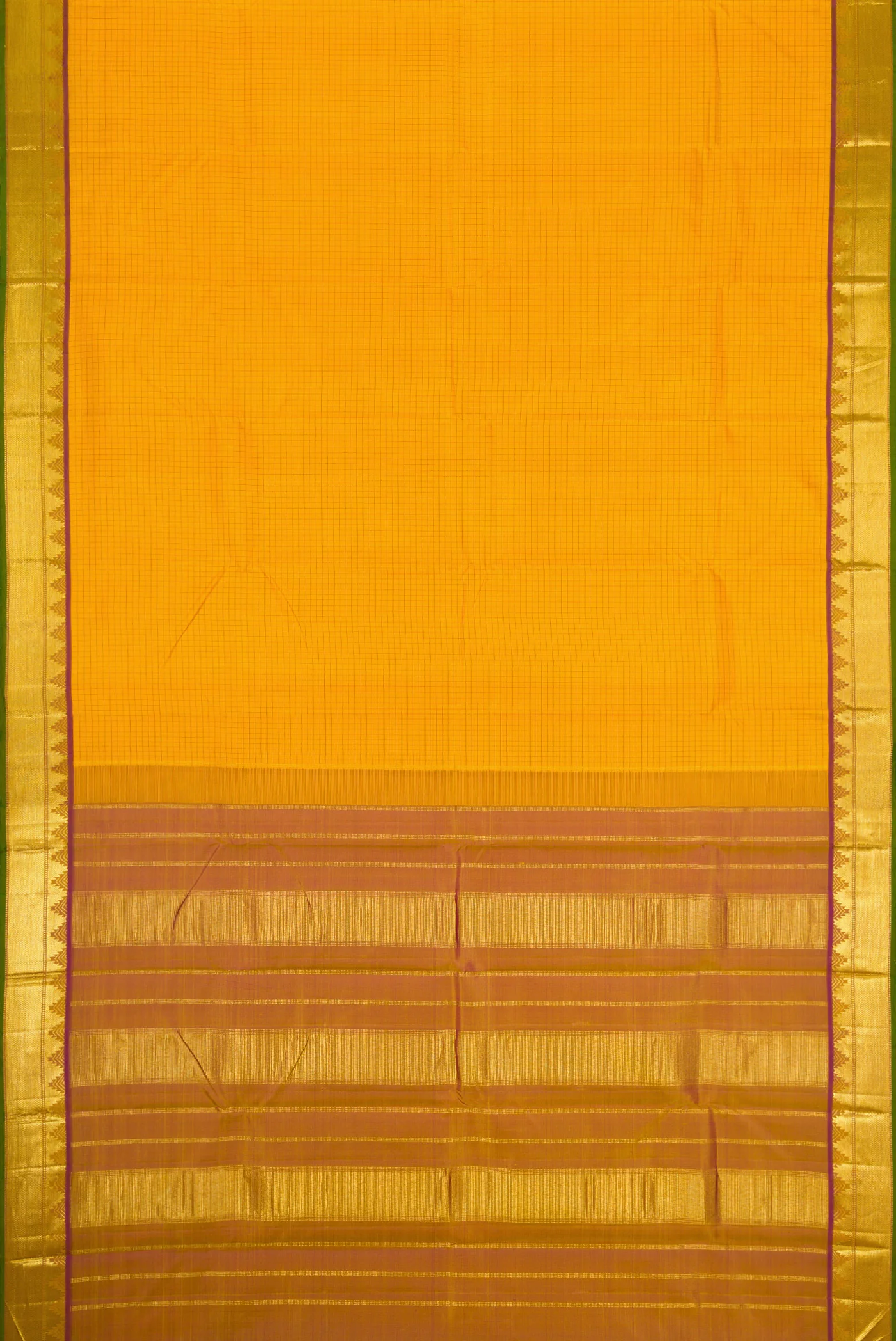 Pure Silk Pure Zari Yellow Kanjivaram Saree - Image 6
