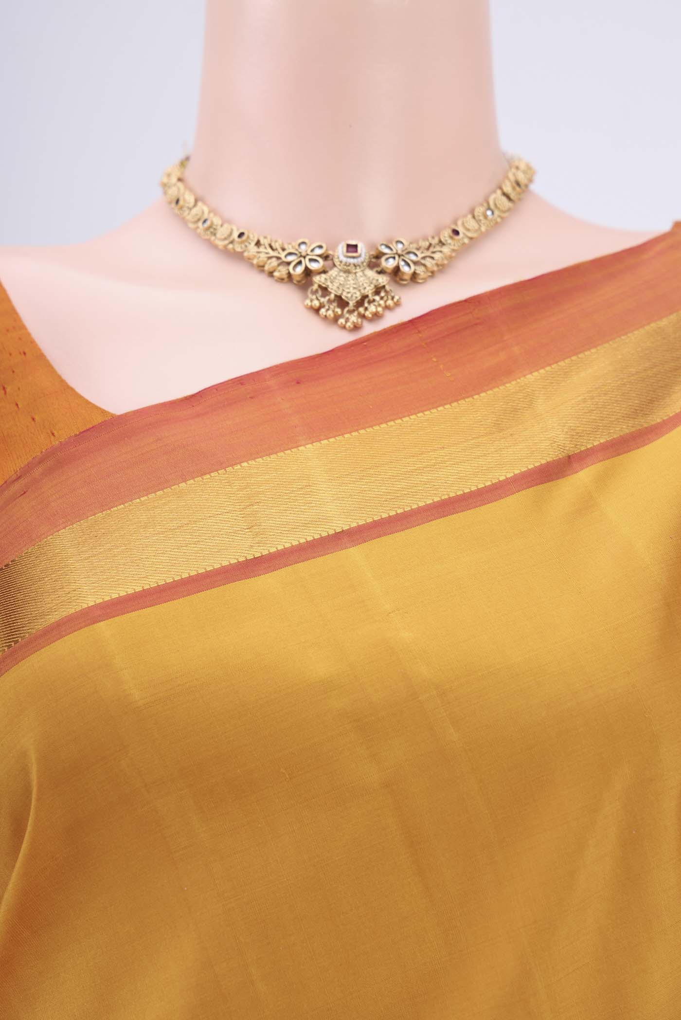 Mustard Kanjivaram Silk Saree - Image 2