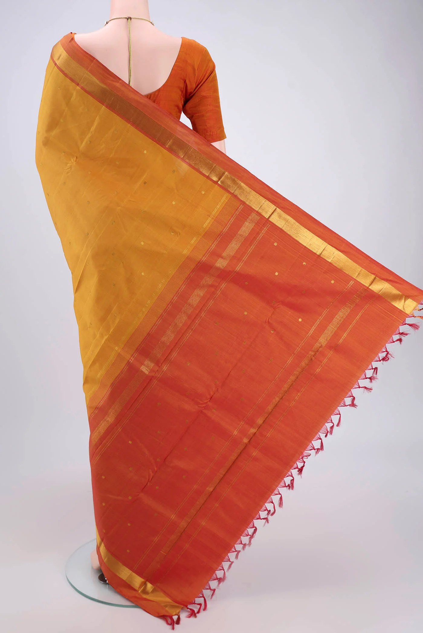 Mustard Kanjivaram Silk Saree - Image 3