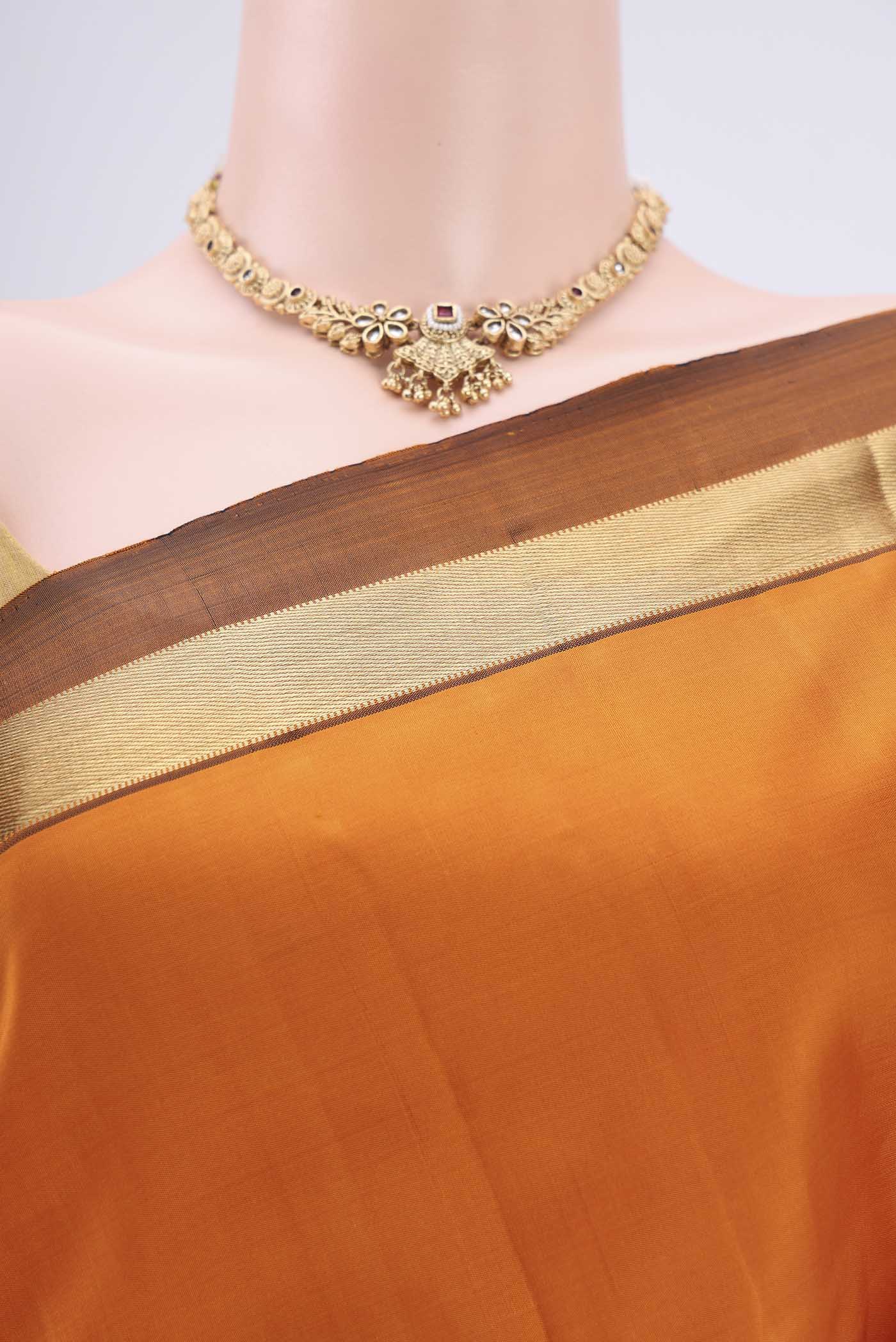 Brick Orange Kanjivaram Silk Saree - Image 2