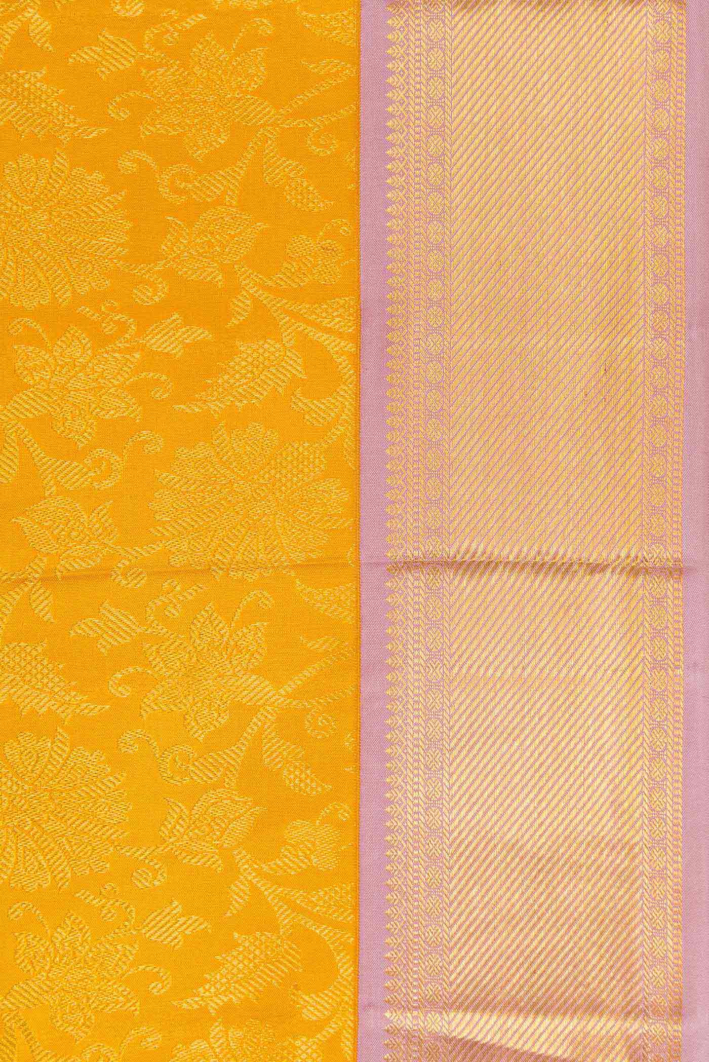 Mustard Kanjivaram Silk Saree - Image 3