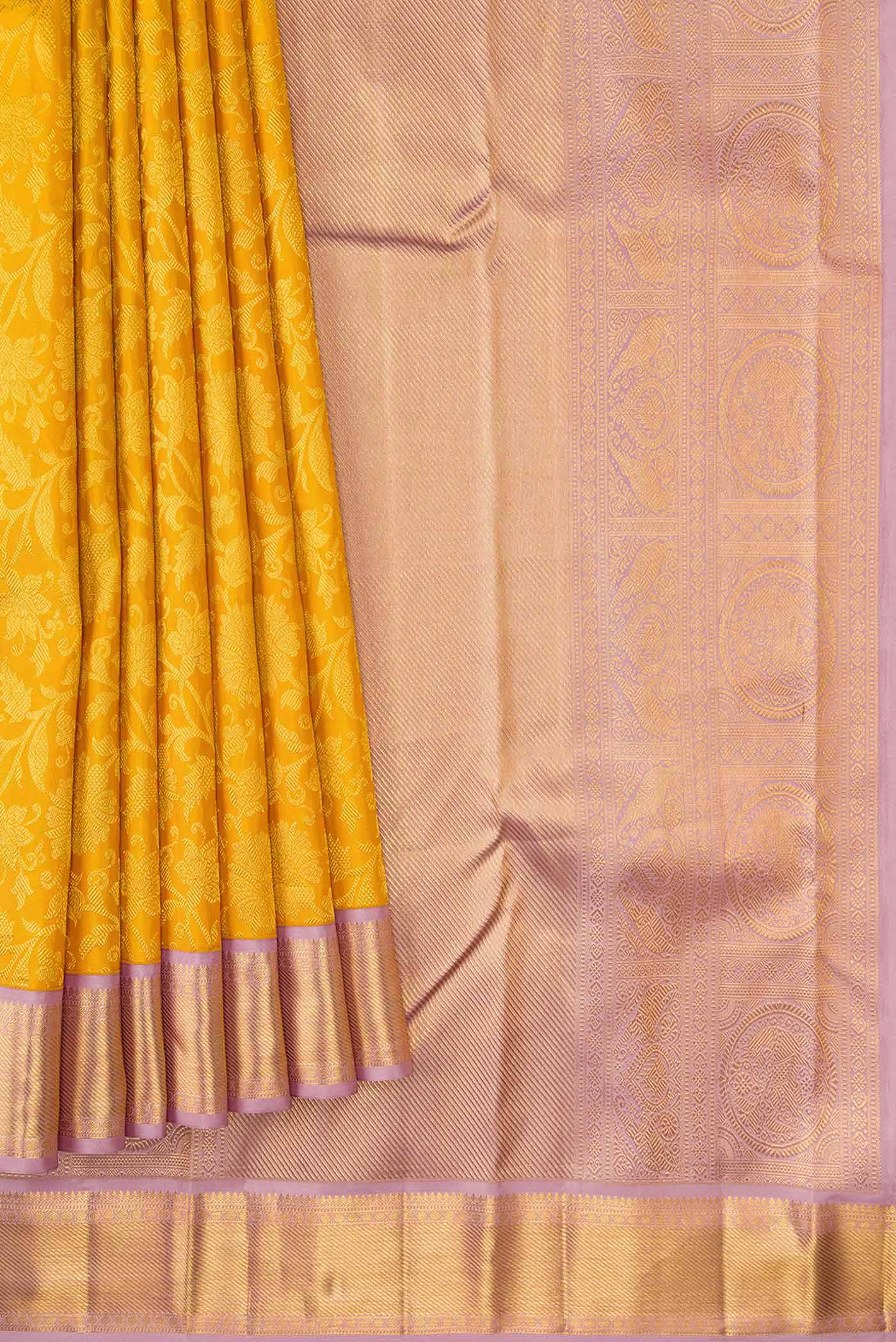 Mustard Kanjivaram Silk Saree - Image 4