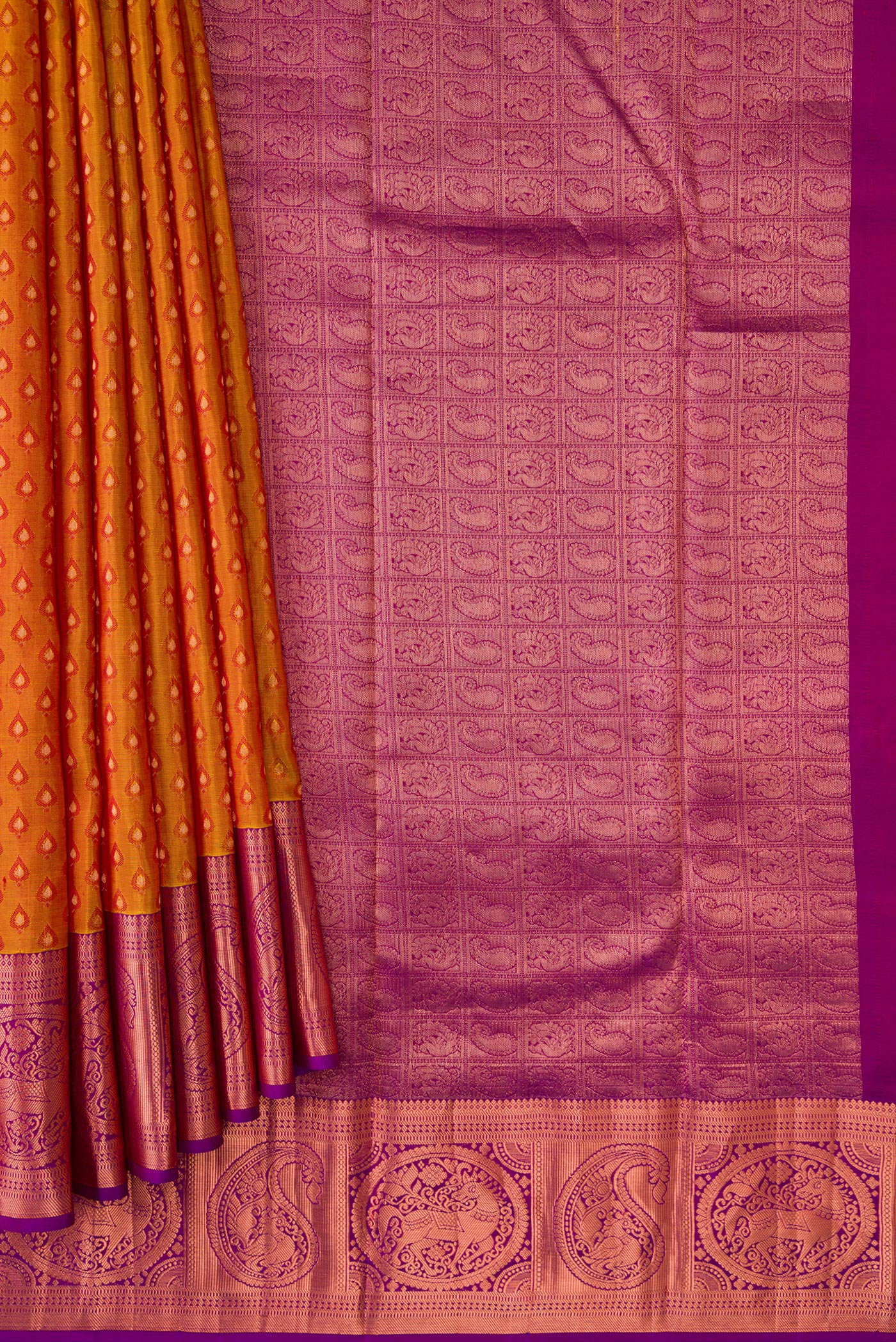 Mustard Kanjivaram Silk Saree - Image 4