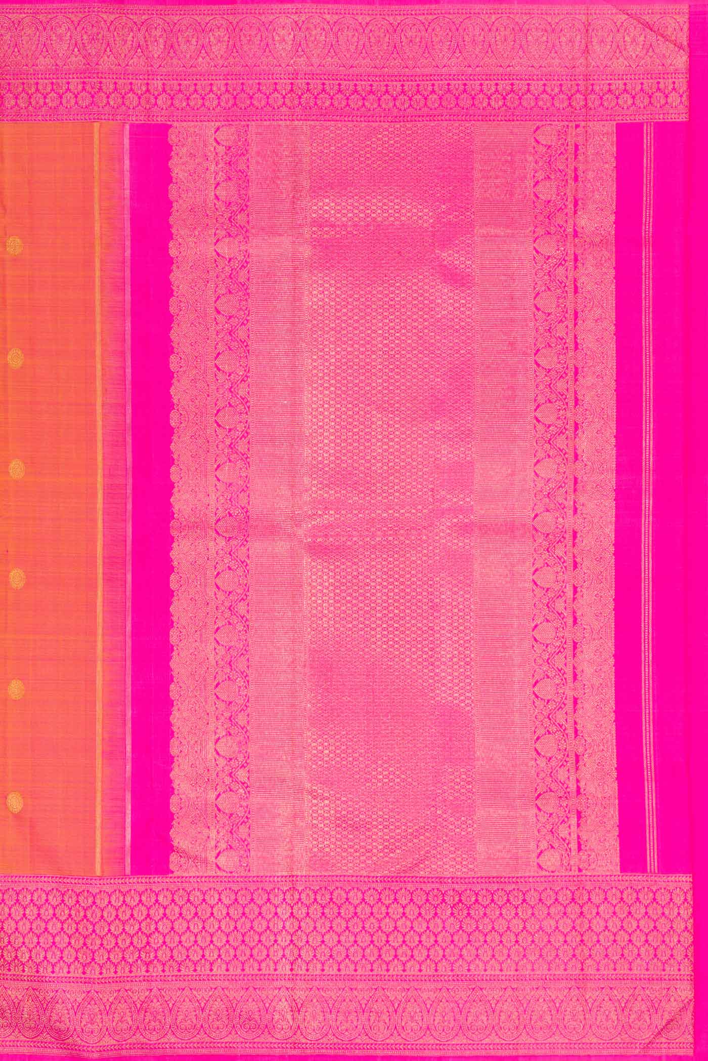 Pink with Yellow Color Kanjivaram Silk Saree - Image 7
