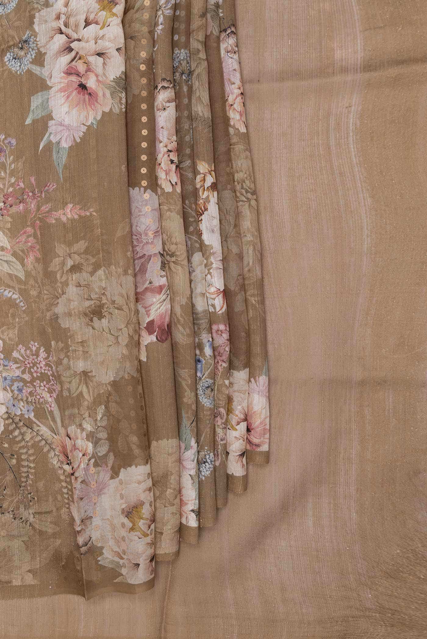 Beige Tussar Silk Saree - Image 2