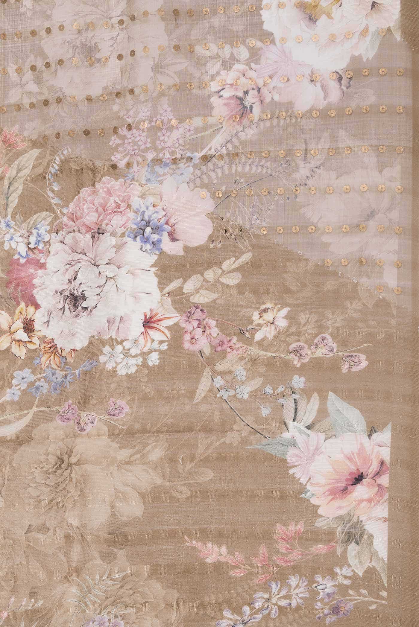 Beige Tussar Silk Saree - Image 5