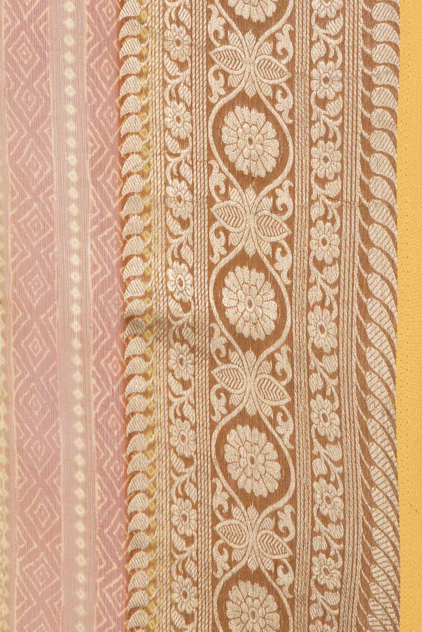 Mustard Dual Tone Mysore Chiffon Saree - Image 3