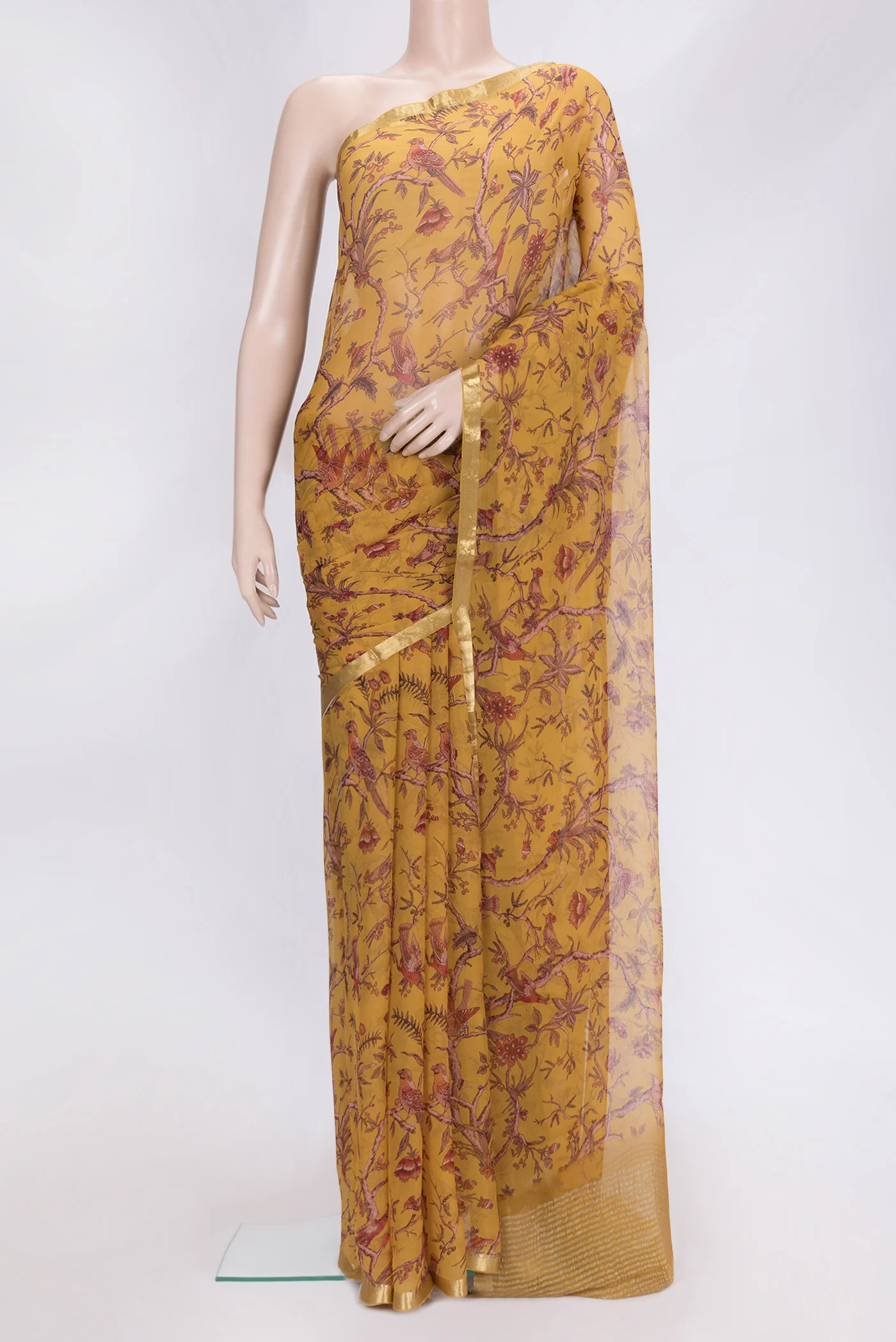 Mustard Mysore Chiffon Saree