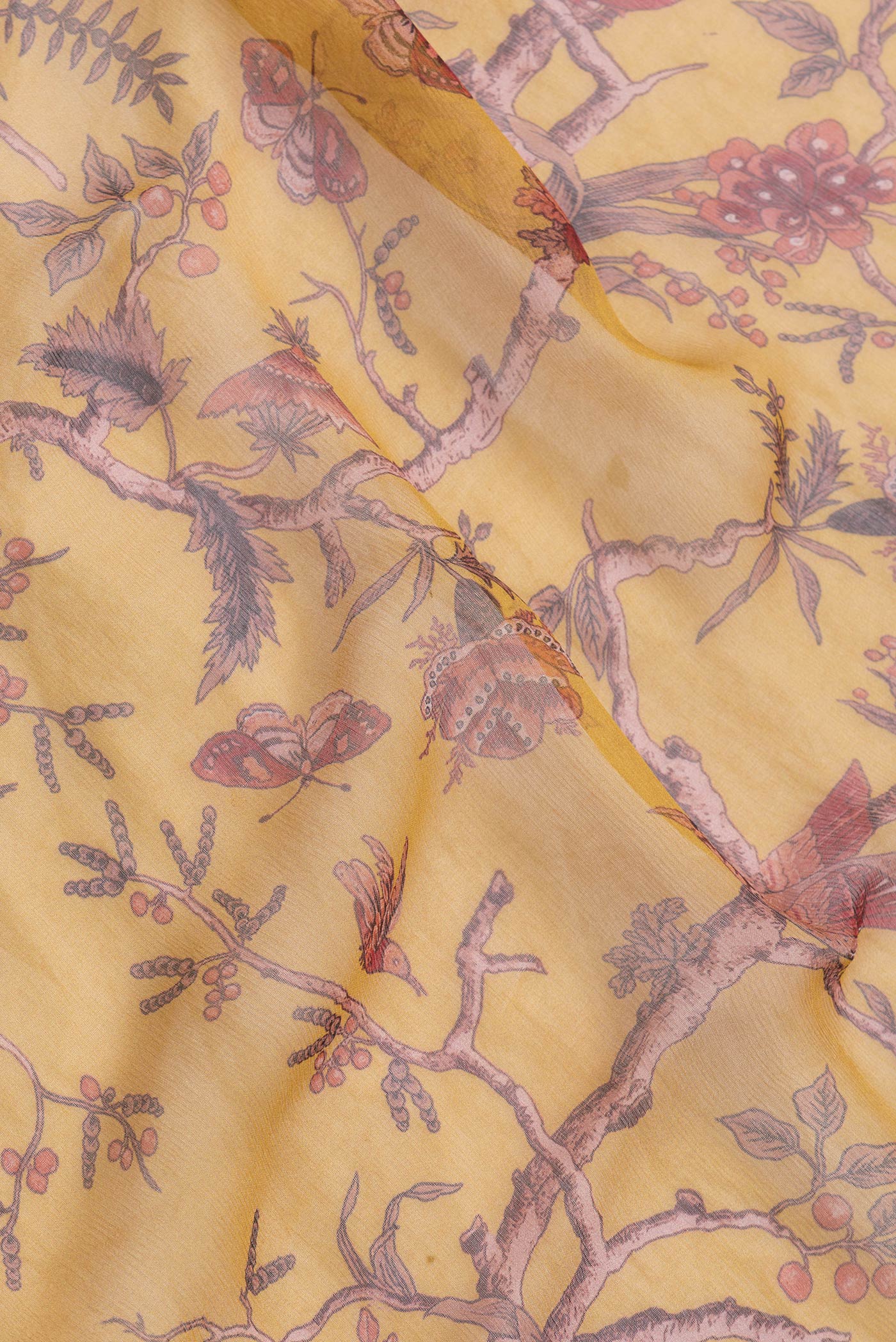 Mustard Mysore Chiffon Saree - Image 2