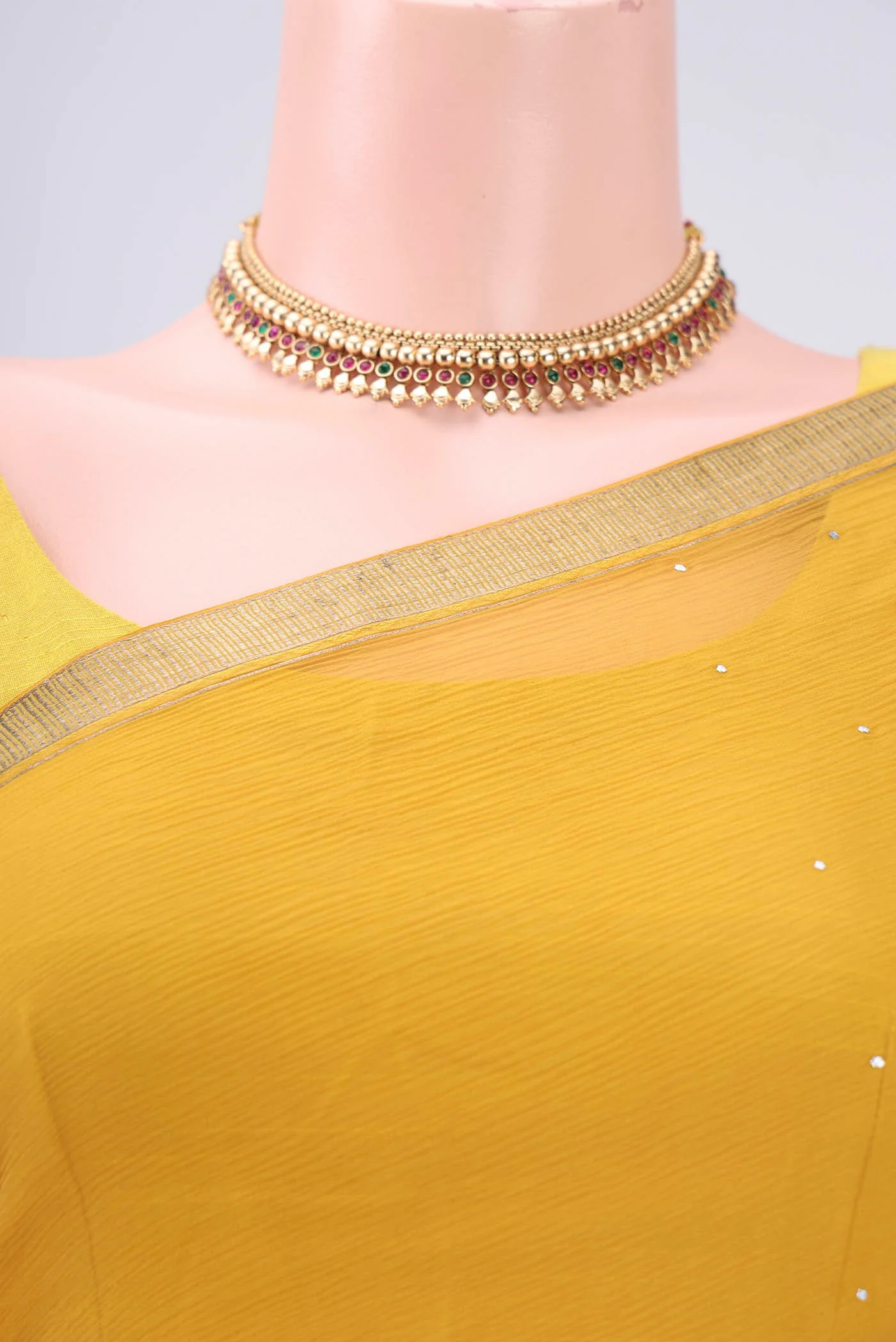 Mustard Dual Tone Mysore Chiffon Saree - Image 2