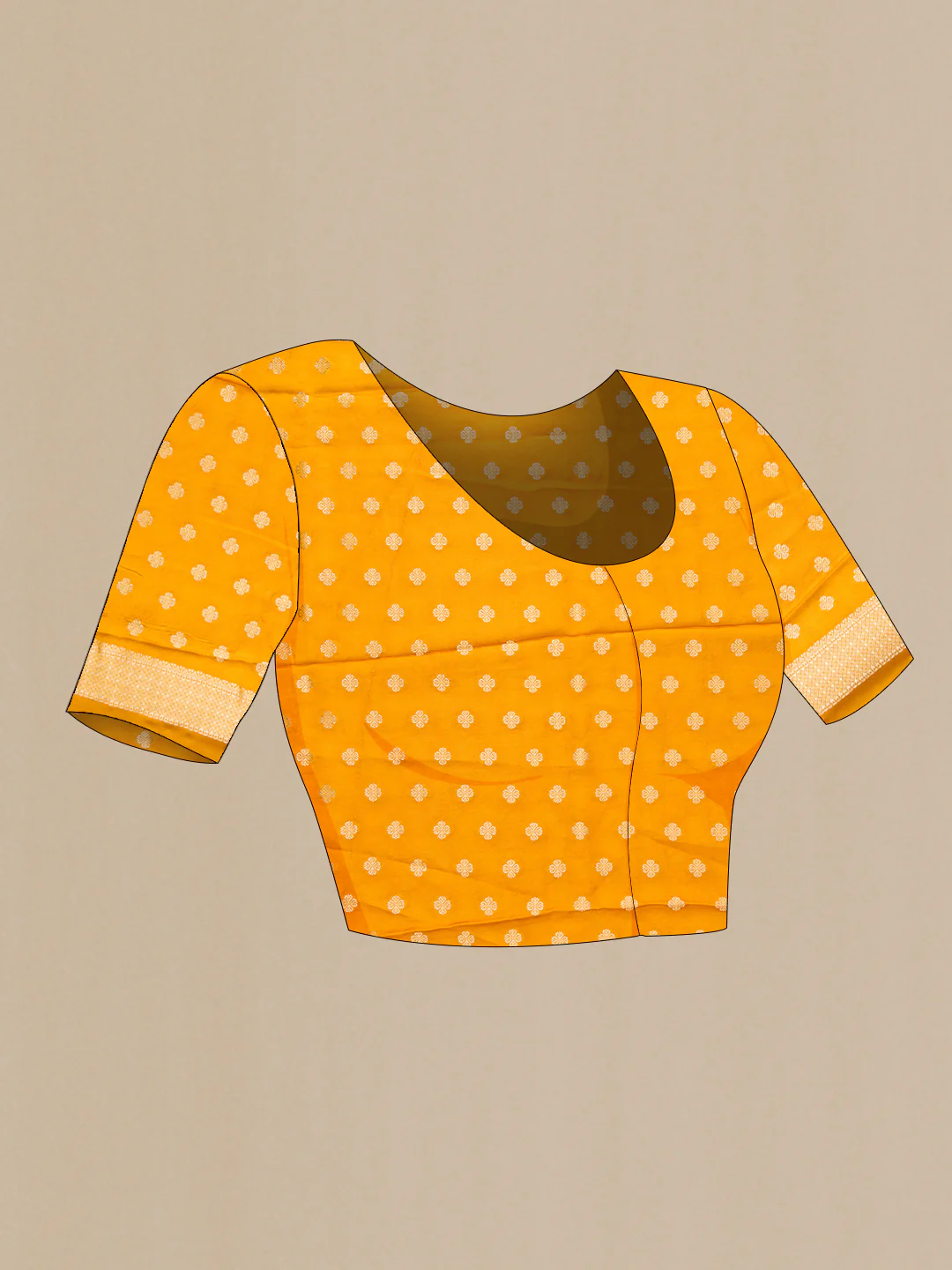Mustard Blended Crepe Saree - Image 4