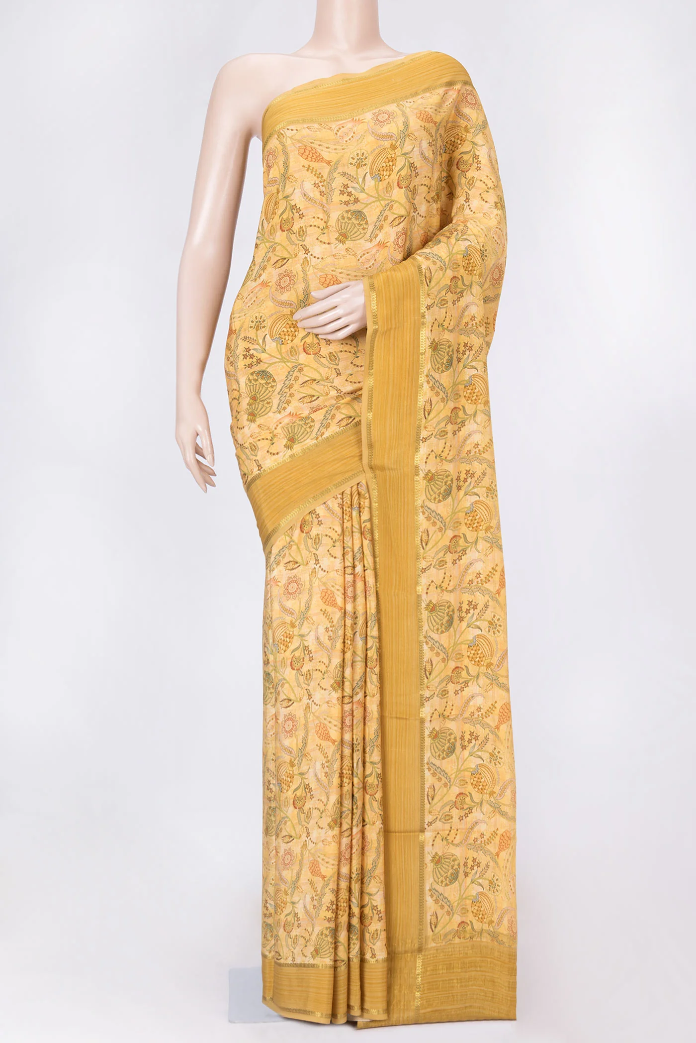 Mustard Dual Tone Mysore Crepe Saree