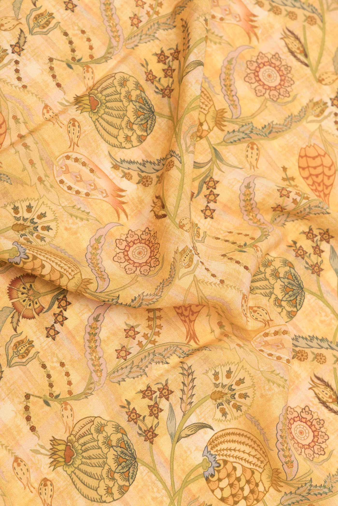 Mustard Dual Tone Mysore Crepe Saree - Image 2