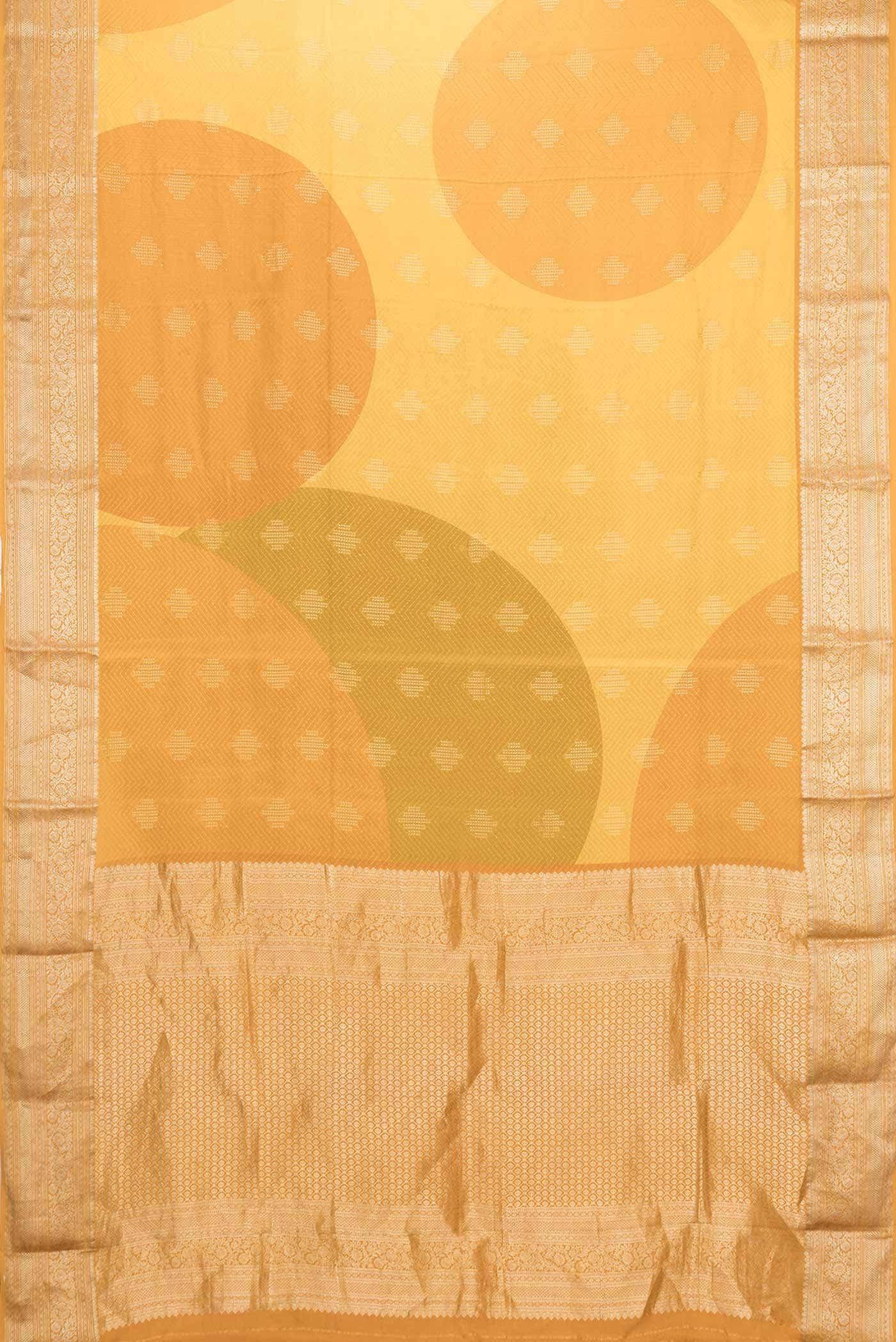 Mustard Dual Tone Mysore Crepe Saree - Image 3