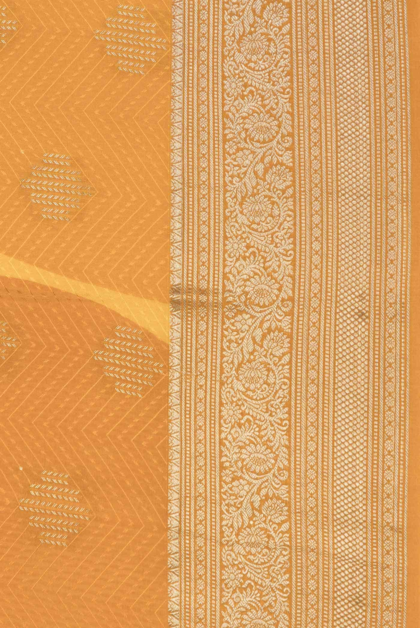 Mustard Dual Tone Mysore Crepe Saree - Image 4