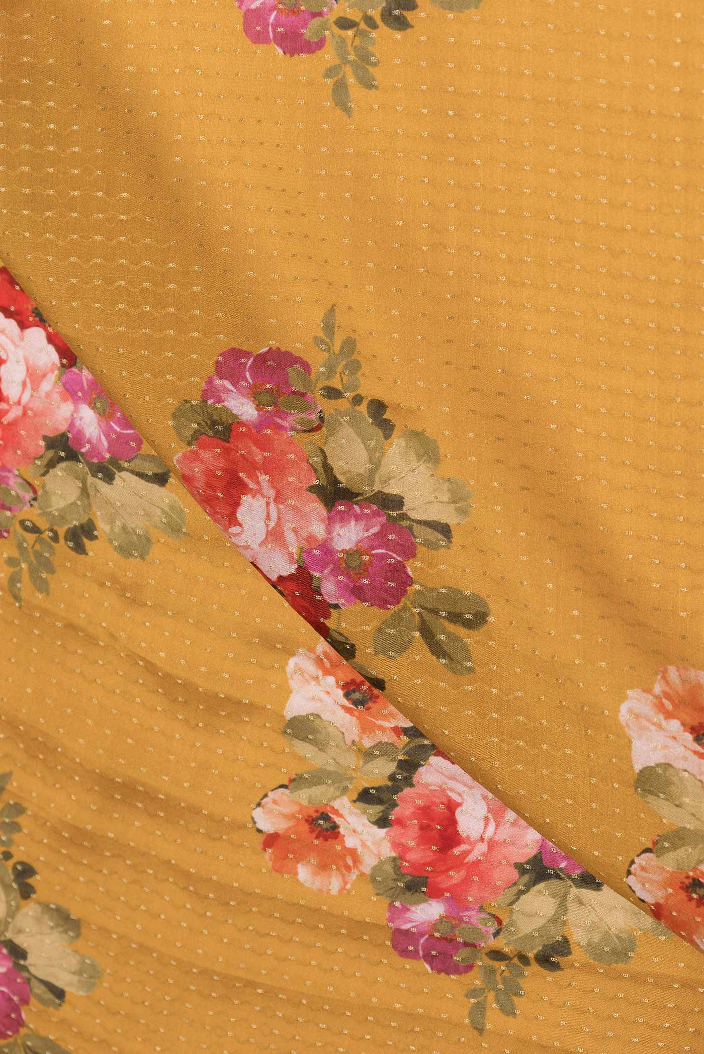 Mustard Mysore Crepe Saree - Image 2