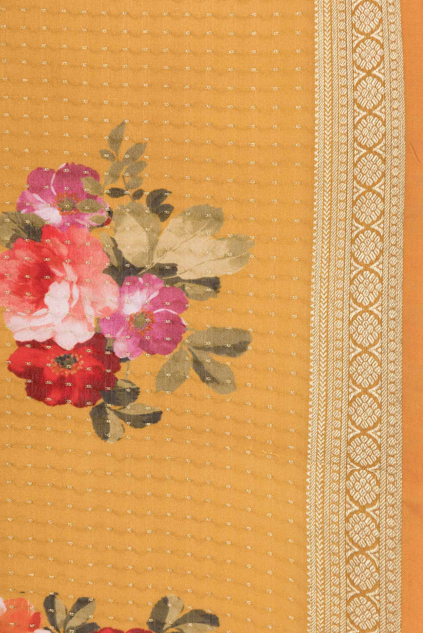 Mustard Mysore Crepe Saree - Image 3
