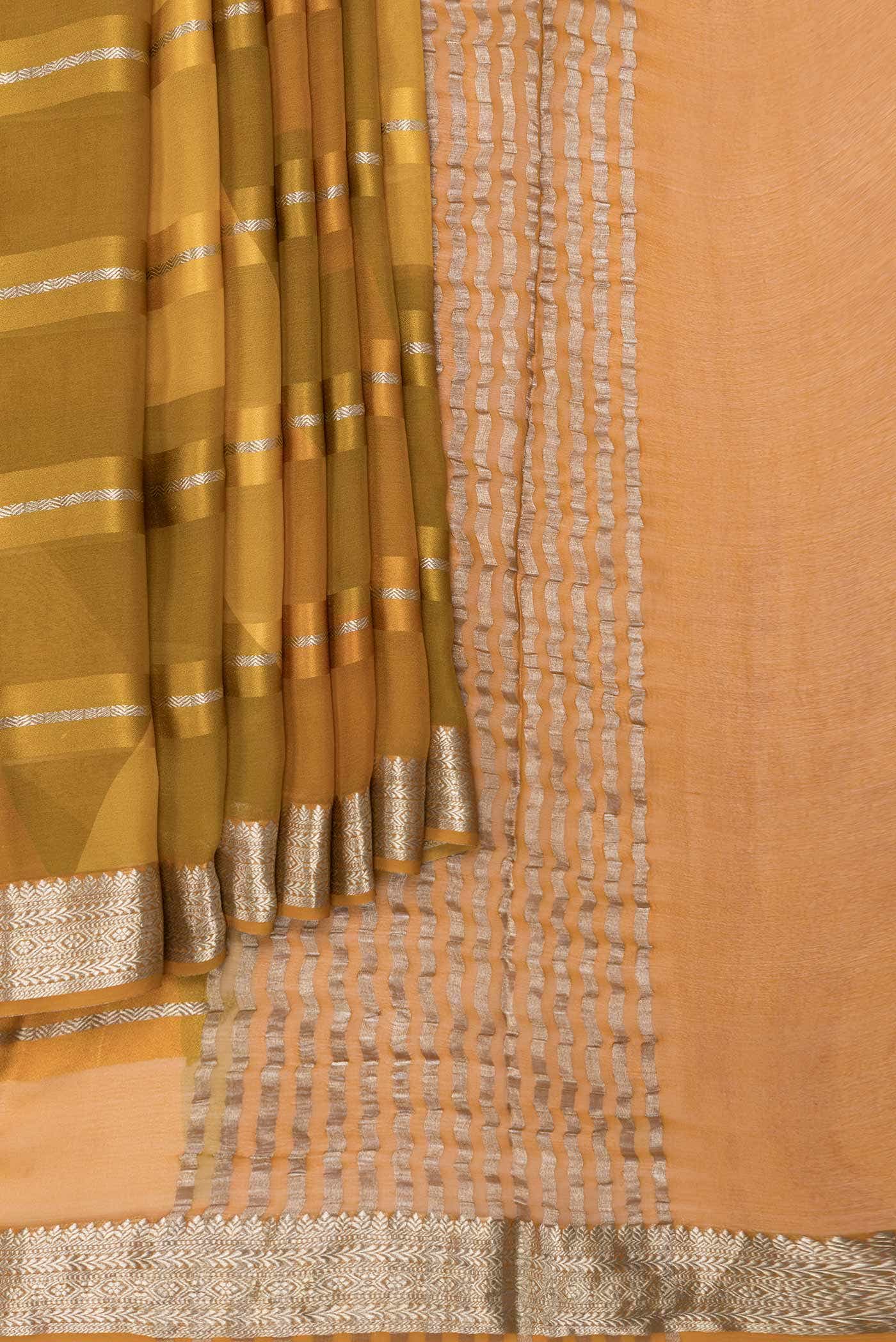Mustard Dual Tone Mysore Georgette Saree - Image 2