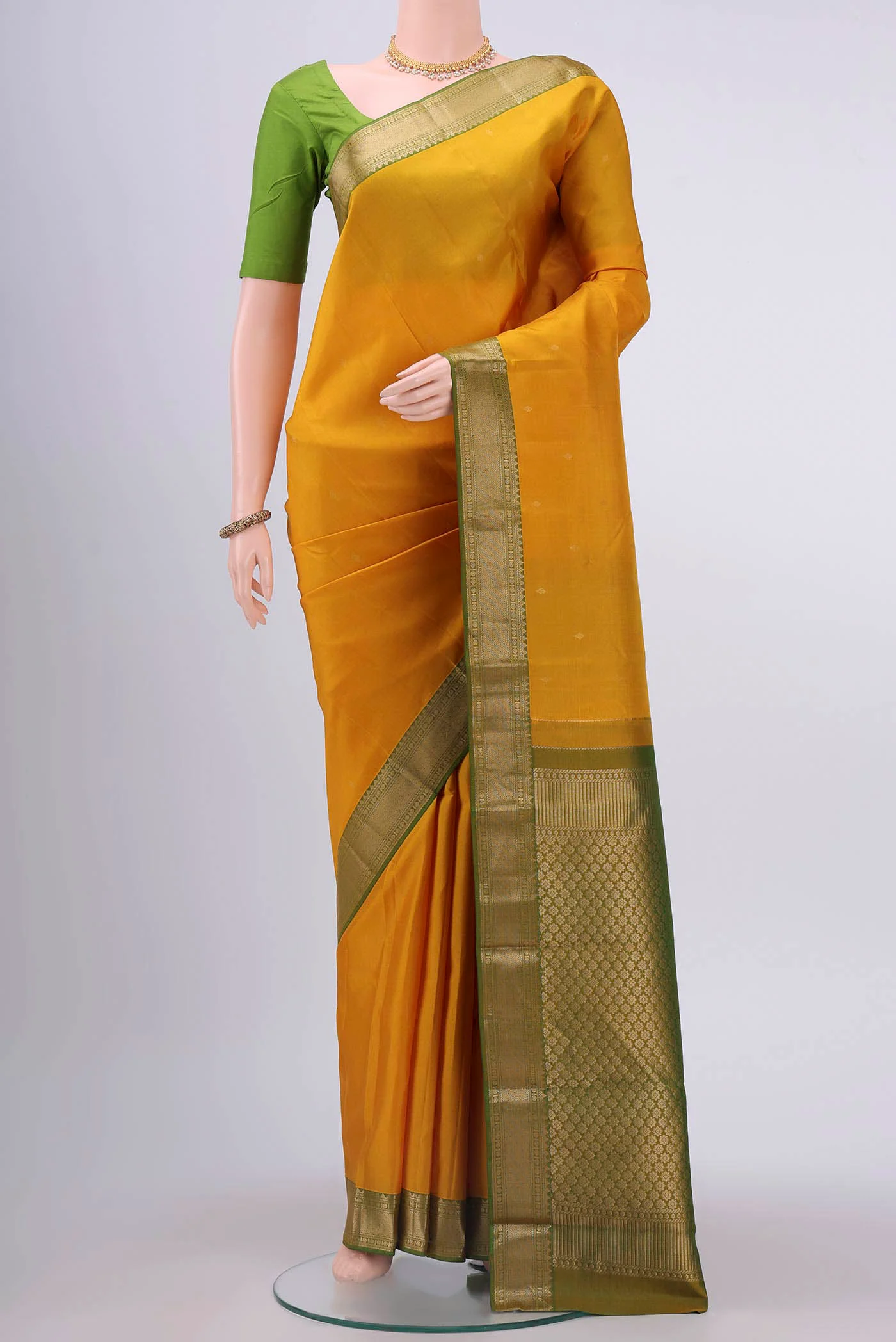 Mustard Dual Tone Nangavalli Silk [ Salem ] Saree