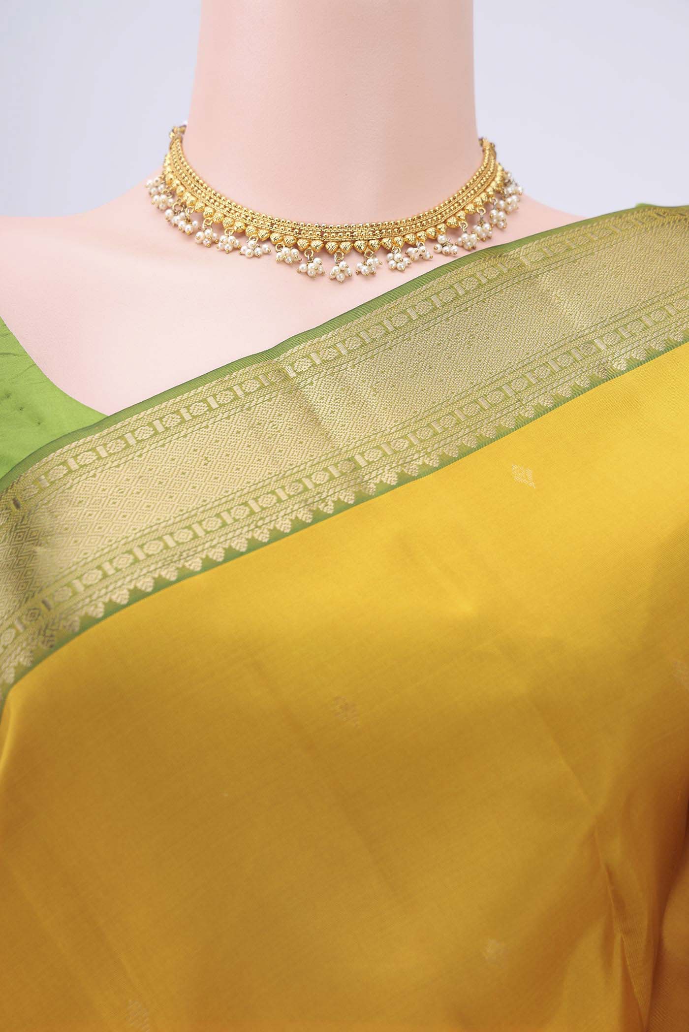 Mustard Dual Tone Nangavalli Silk [ Salem ] Saree - Image 2