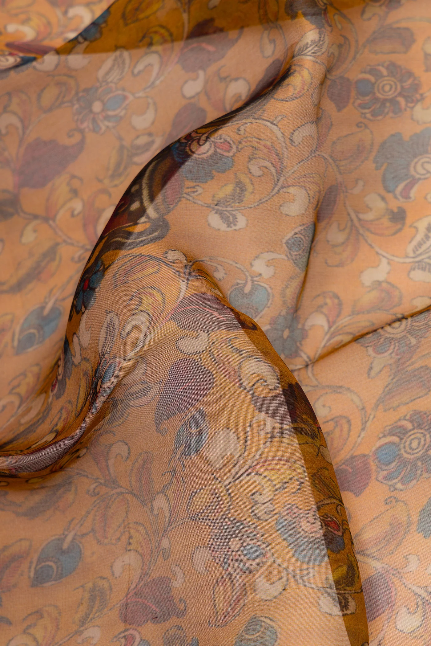 Mustard Organza Silk Saree - Image 2