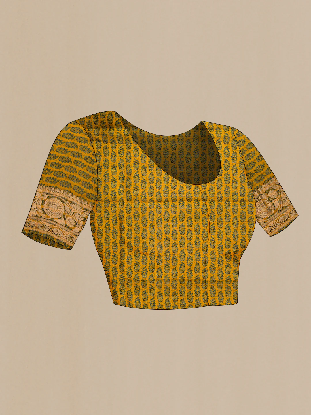 Mustard Organza Silk Saree - Image 4