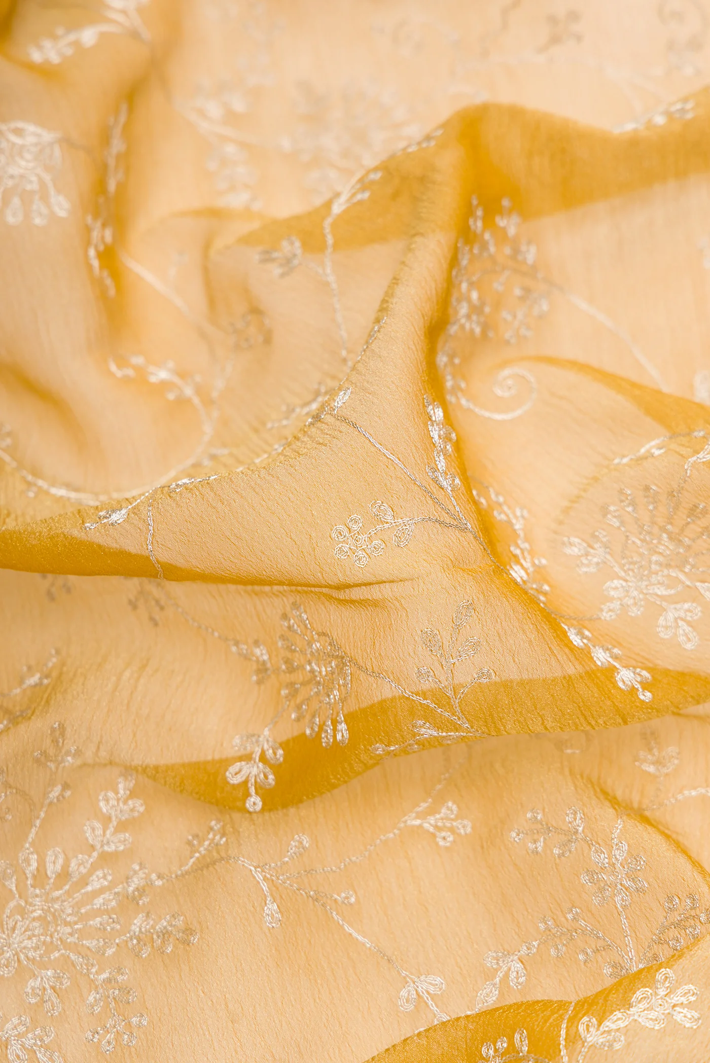 Mustard Organza Silk Saree - Image 2