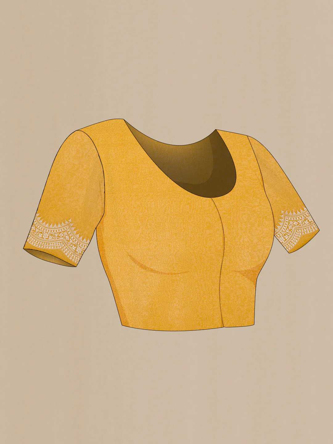 Mustard Organza Silk Saree - Image 4
