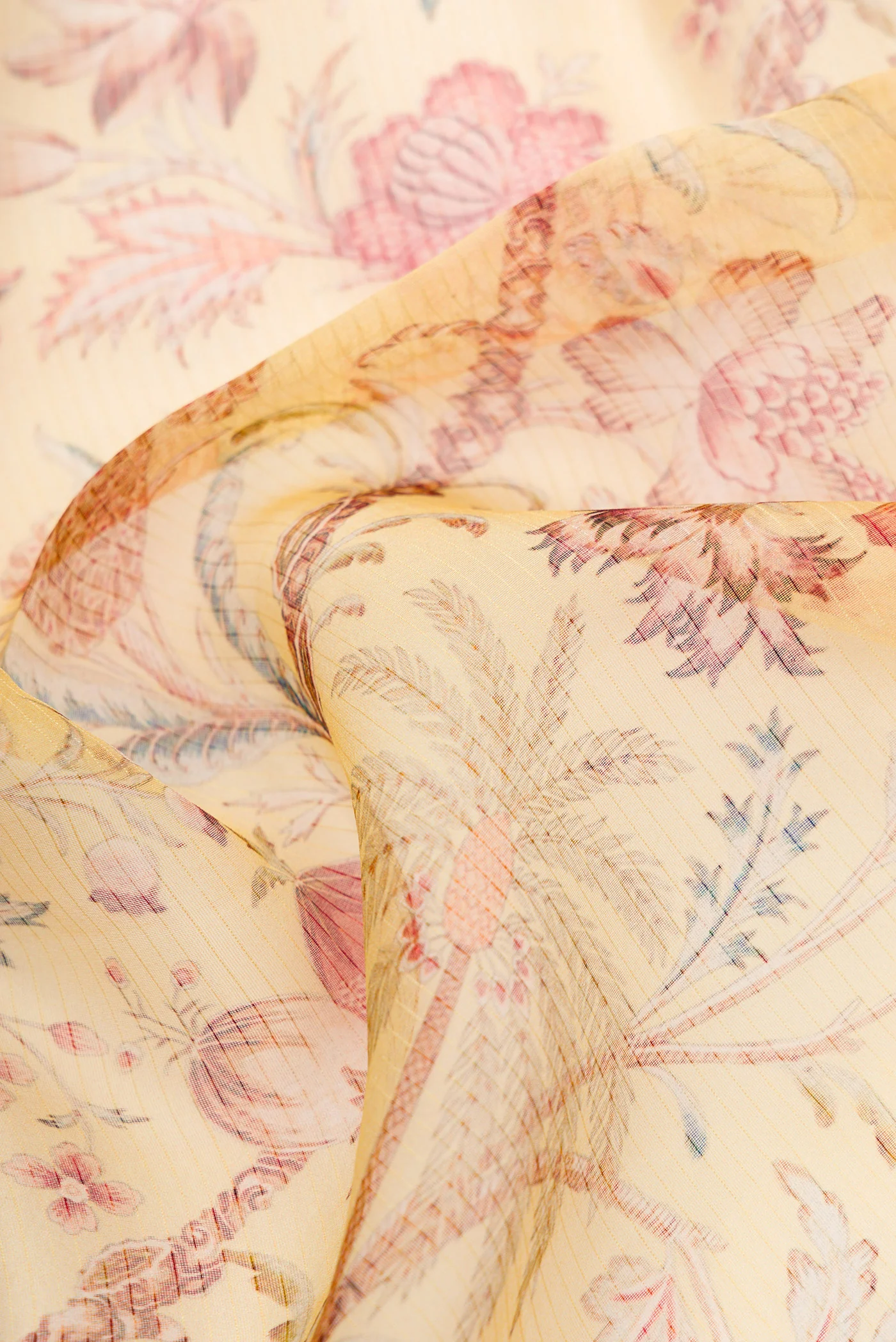 Mustard Organza Silk Saree - Image 2