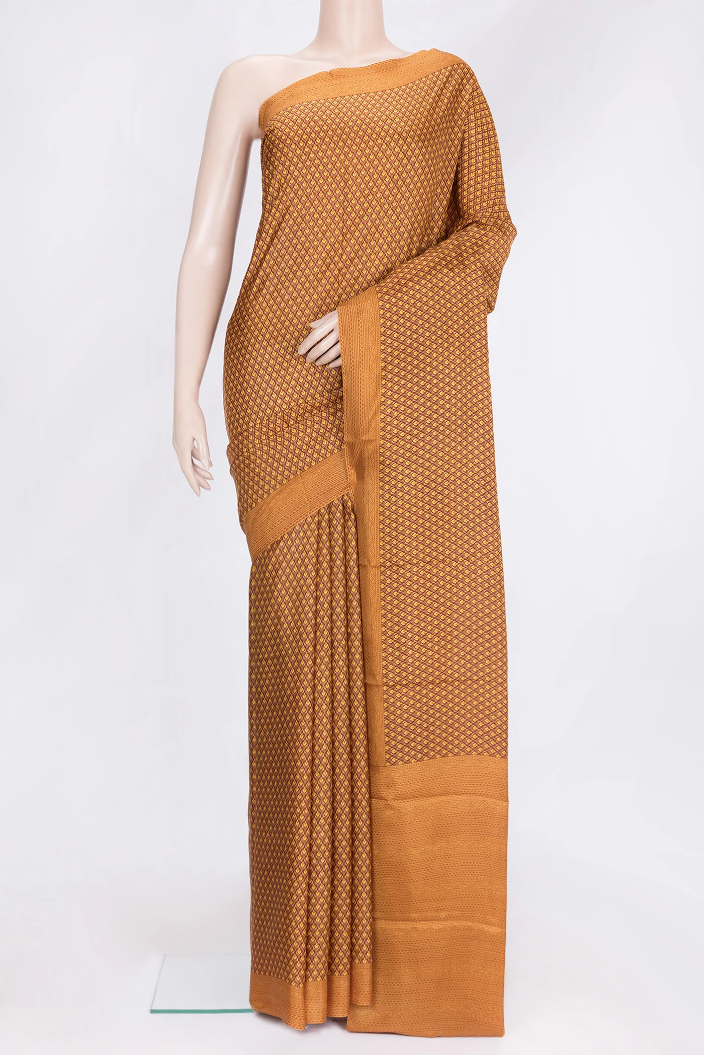 Rust Printed Silk Saree