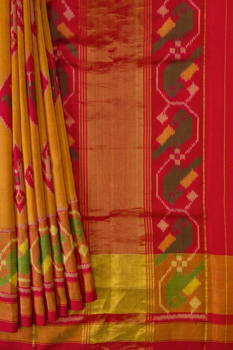 Mustard Dual Tone Rajkot Patola Silk Saree - Image 2