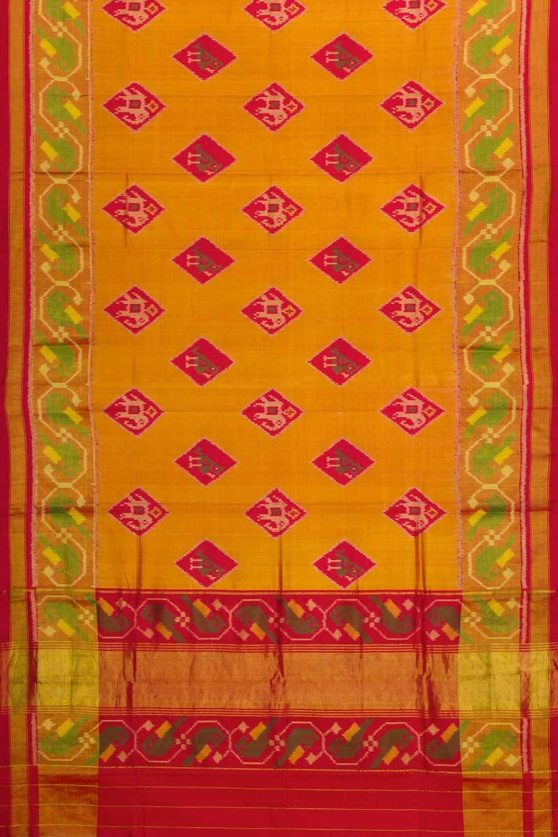 Mustard Dual Tone Rajkot Patola Silk Saree - Image 3