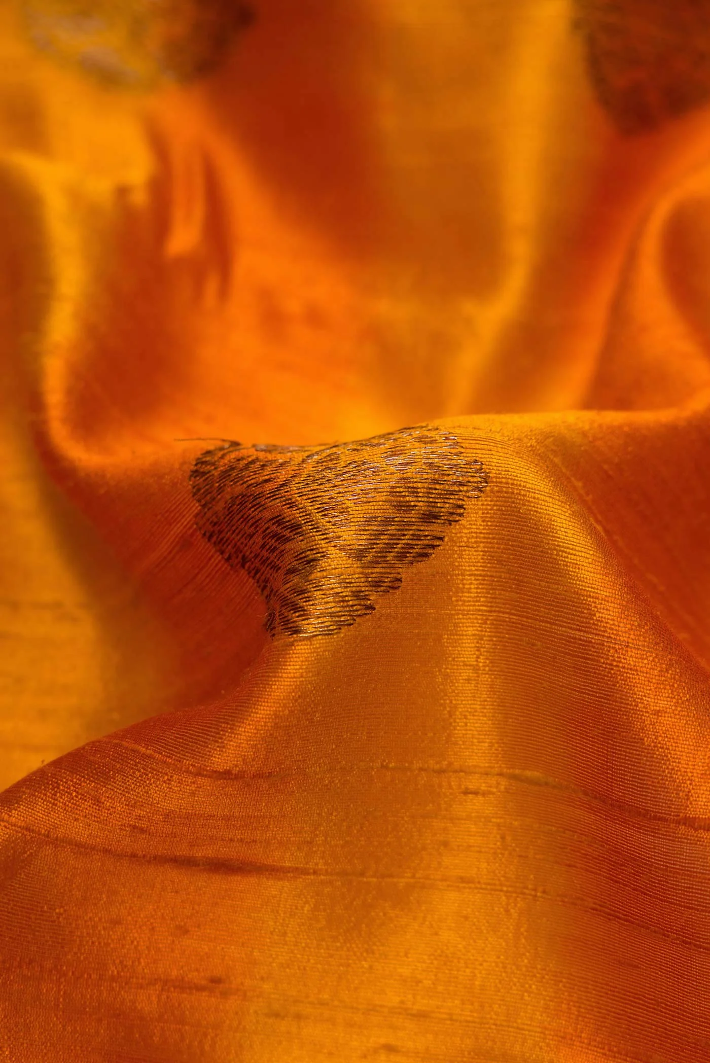 Mustard Banarasi Tussar Silk Saree - Image 2