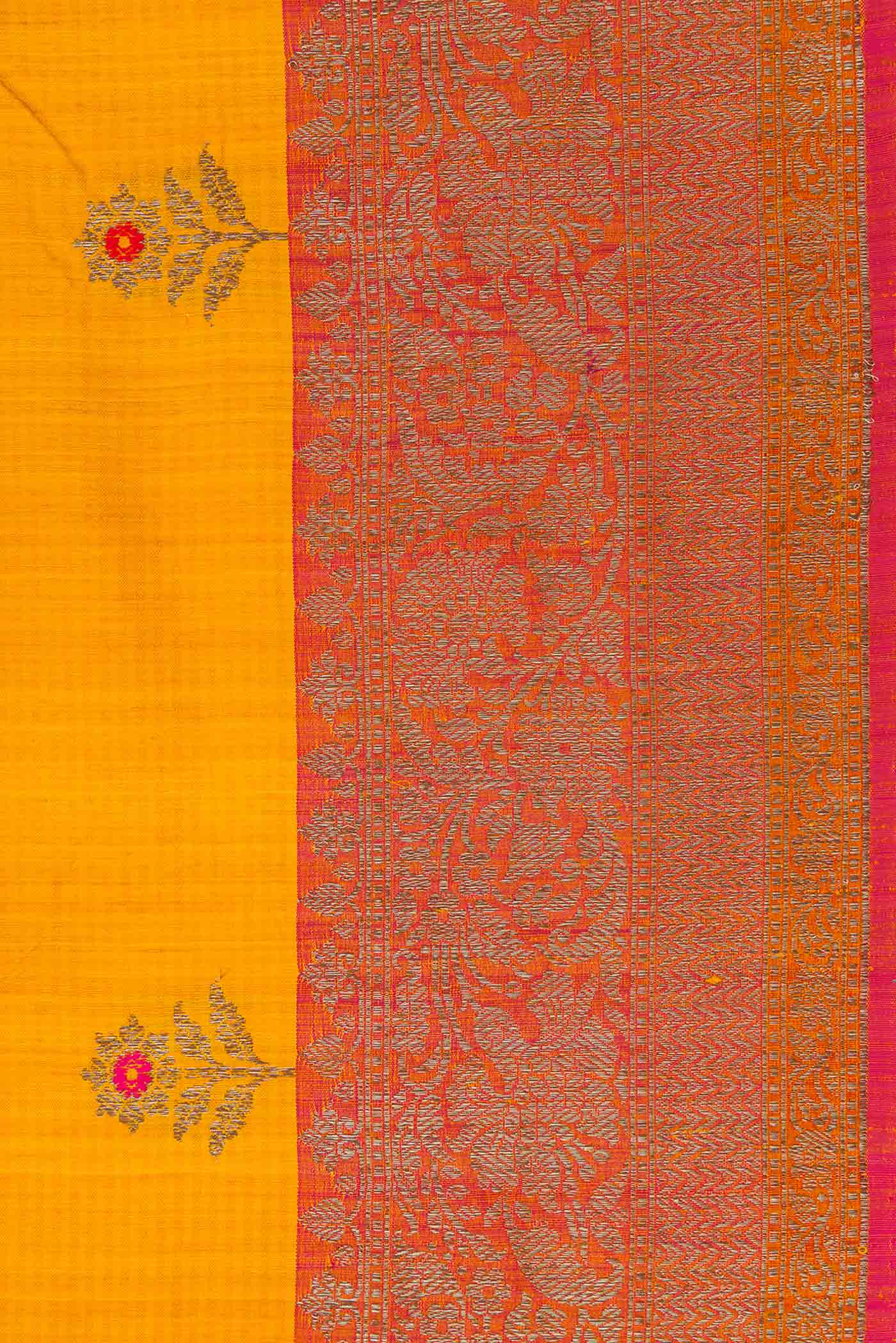 Yellow Banarasi Tussar Silk Saree - Image 3