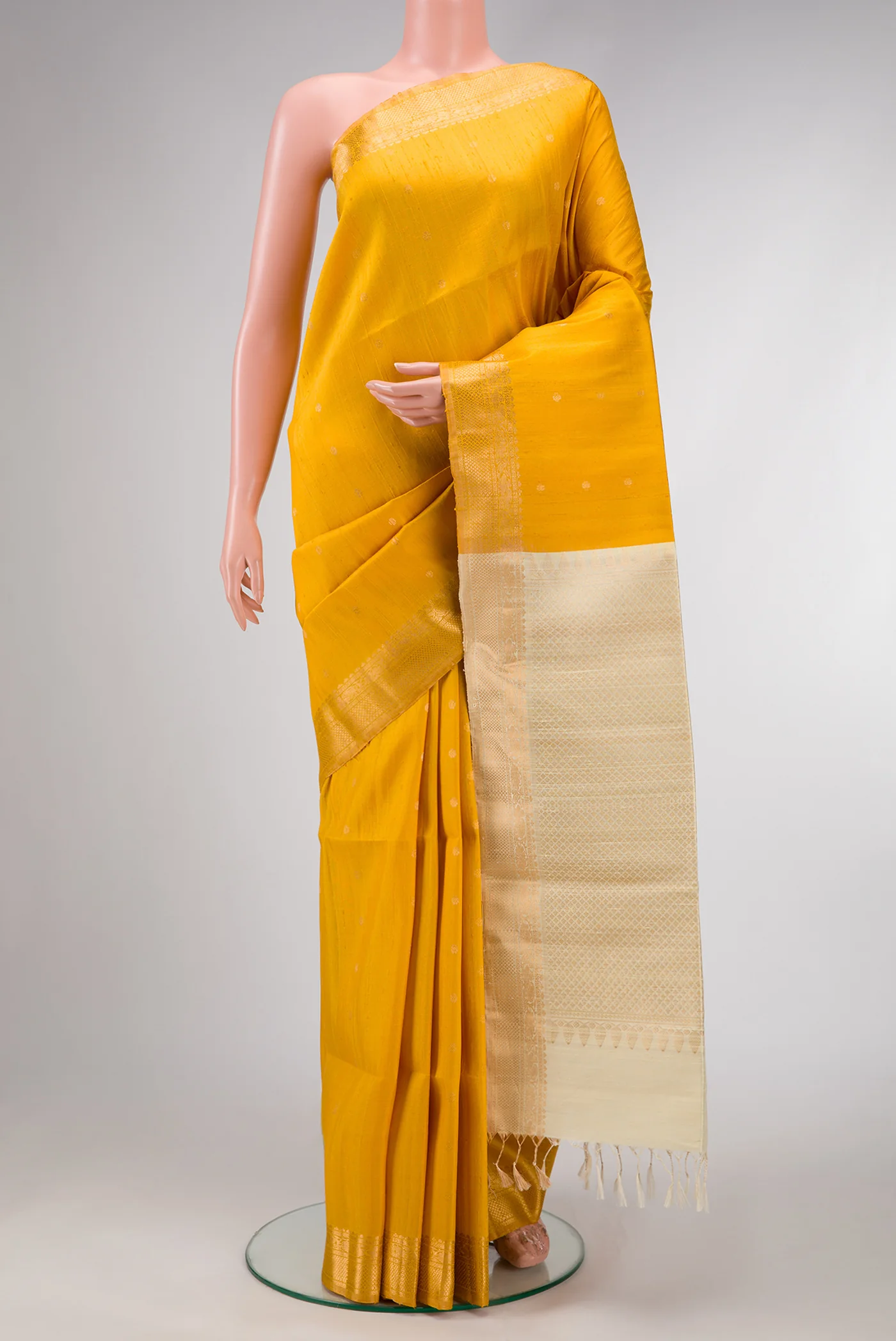 Yellow Raw Silk Saree