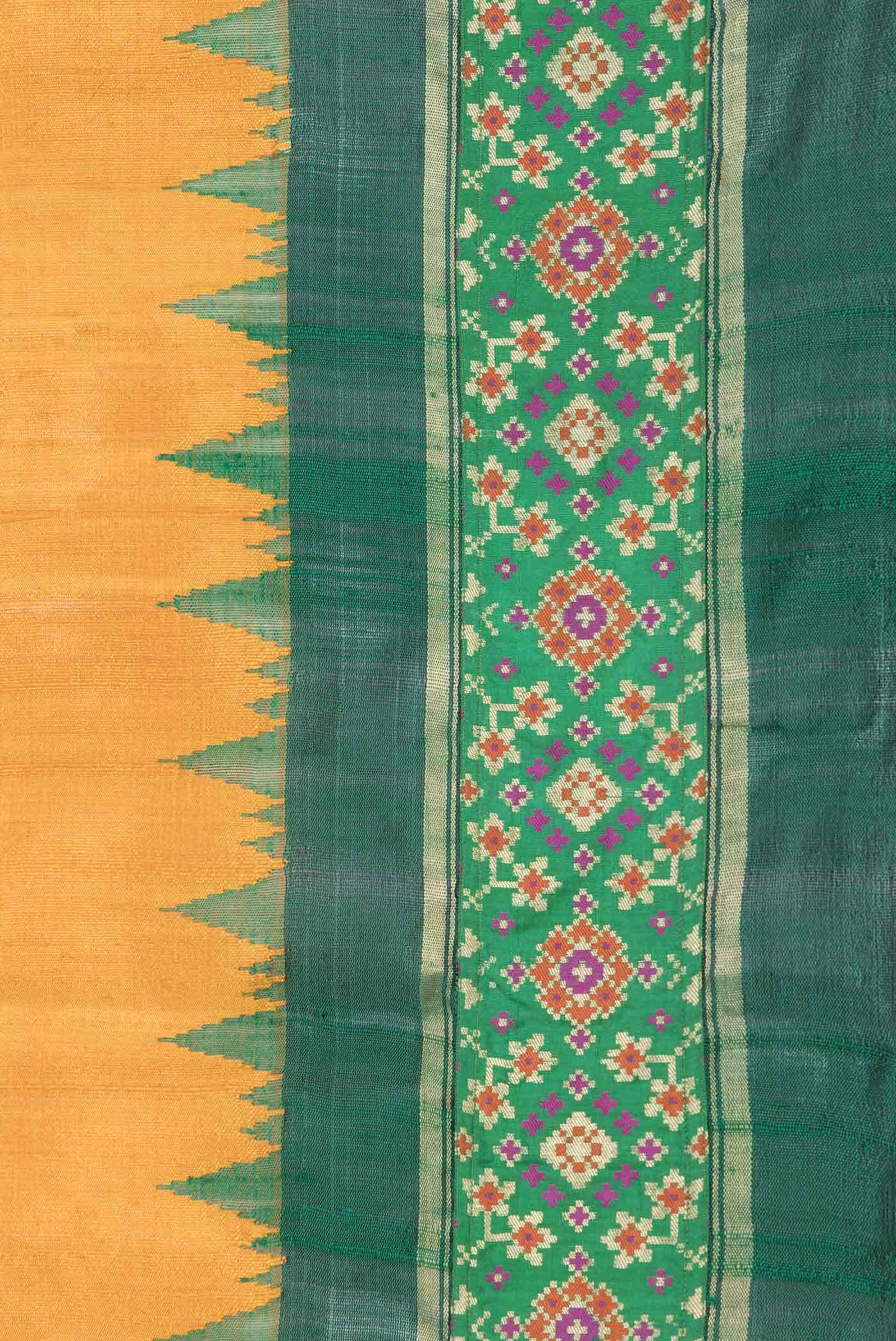 Mustard Dual Tone Raw Silk Saree - Image 3