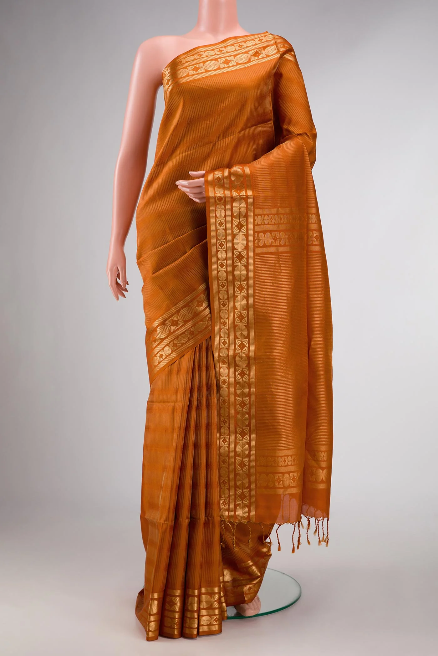 Mustard Dual Tone Soft Silk Saree
