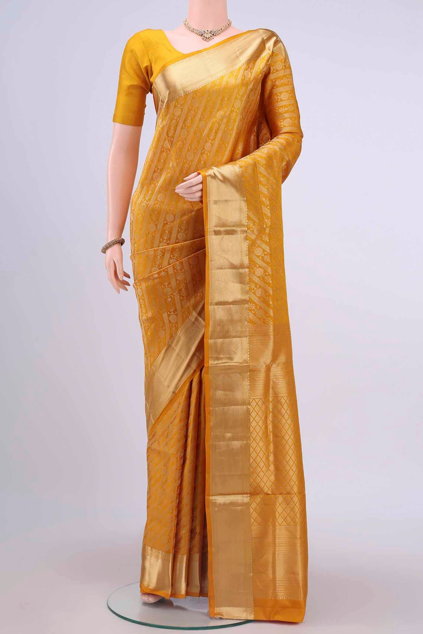 Mustard Dual Tone Soft Silk Saree