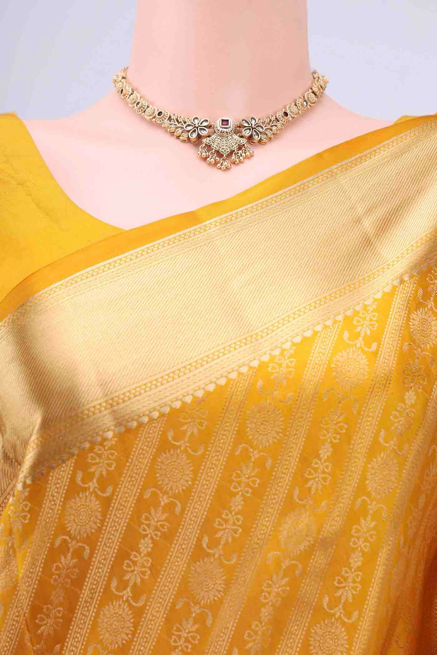 Mustard Dual Tone Soft Silk Saree - Image 2