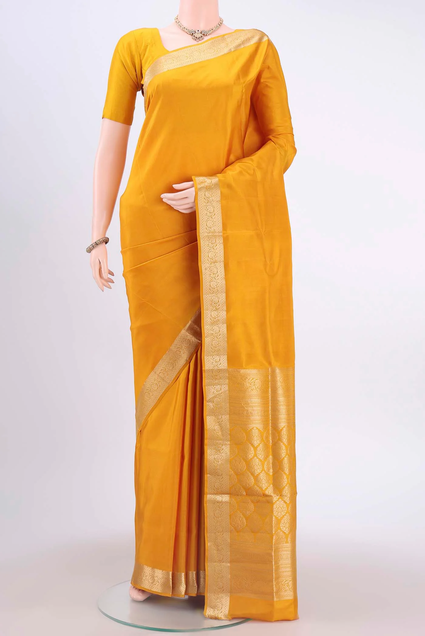 Mustard Dual Tone Soft Silk Saree