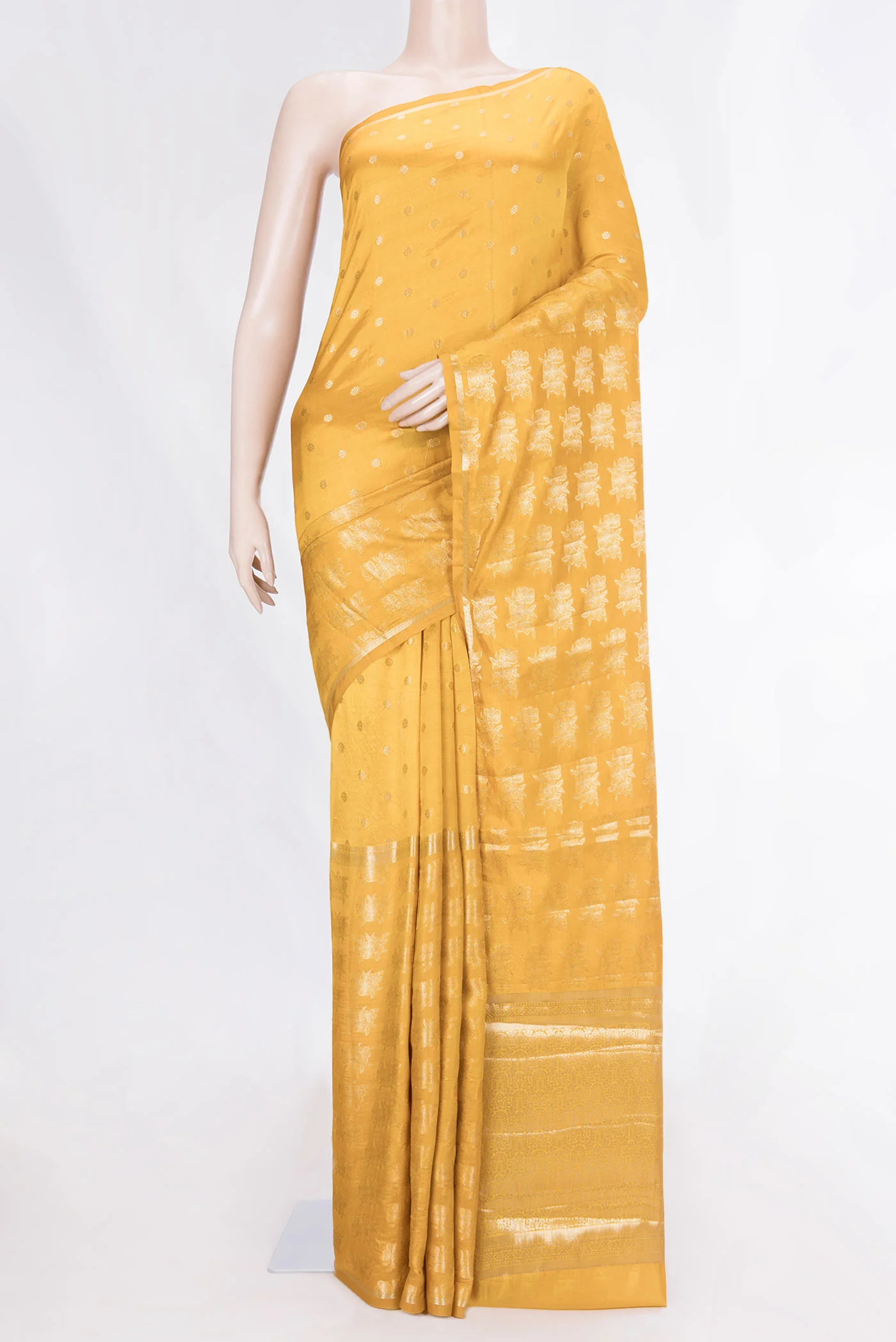Yellow Banarasi Raw Silk Saree