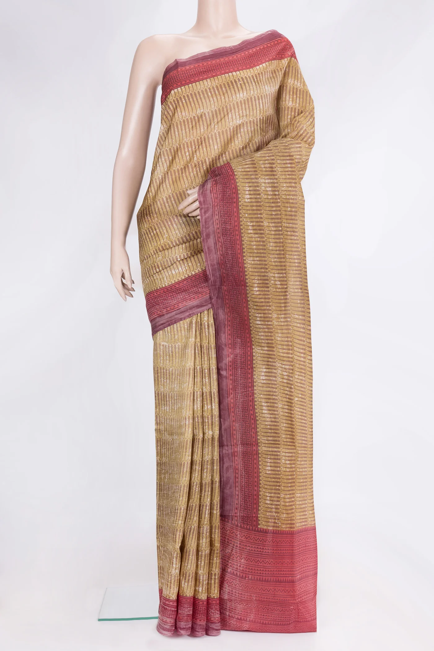 Brown Printed Silk Saree