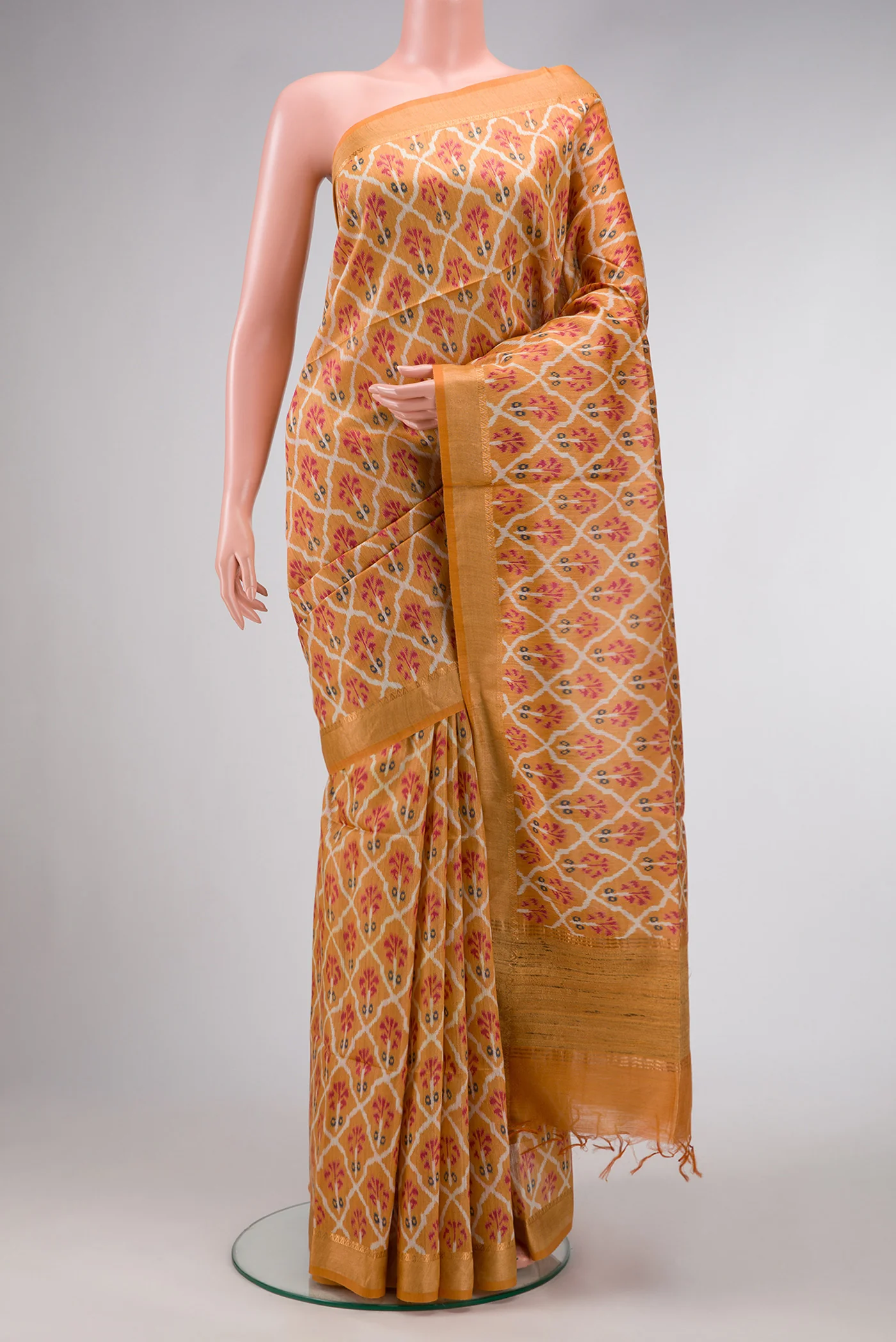 Mustard Tussar Silk Saree